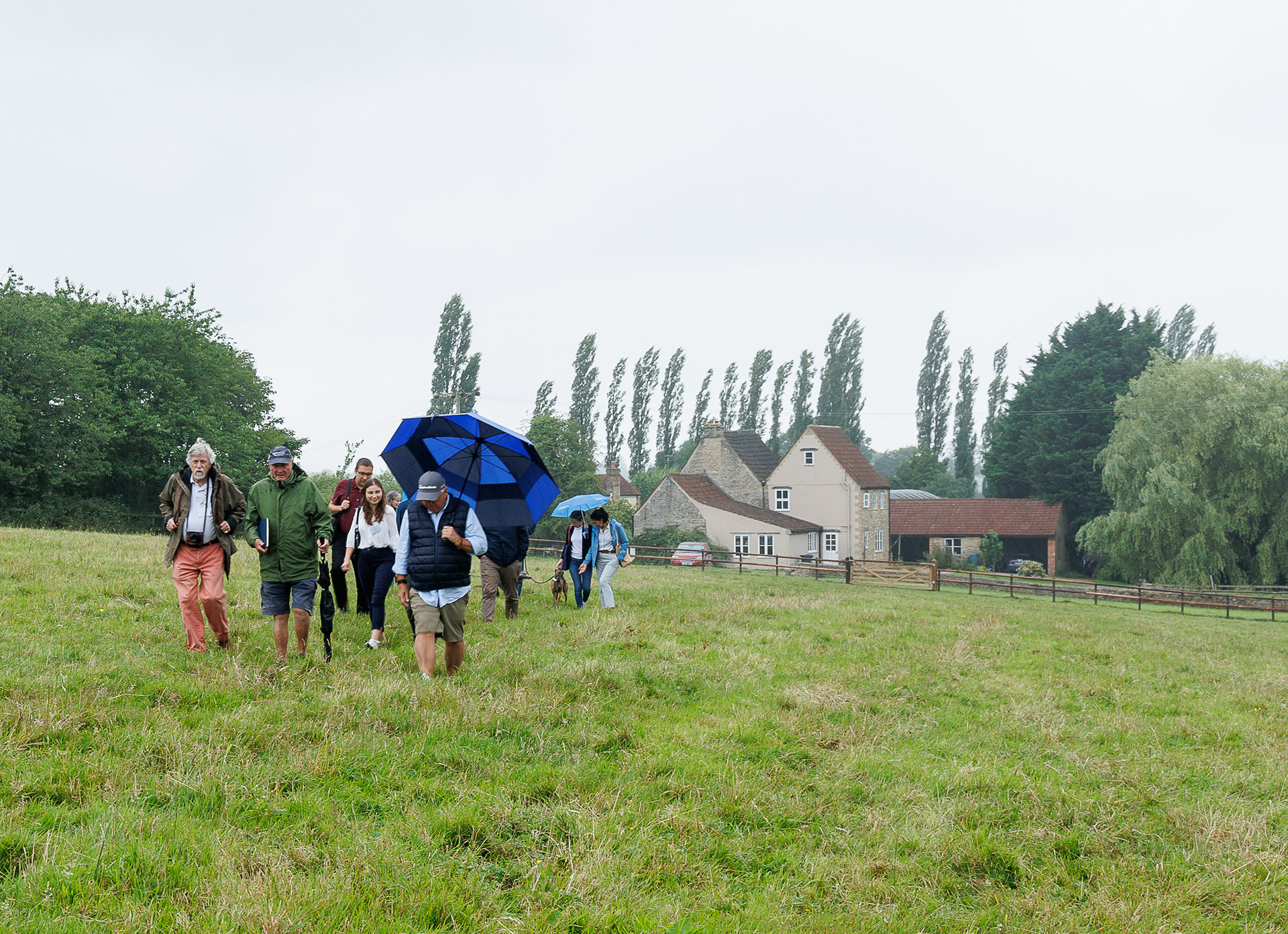 A farm walk with Sundey Hill farmhouse in the background