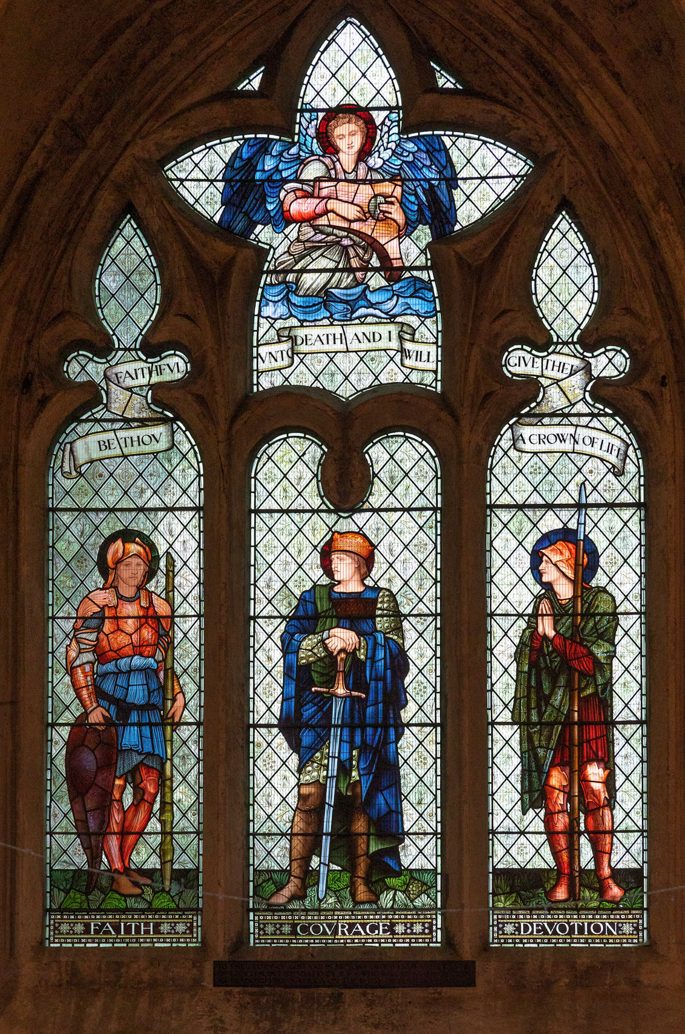 Pre-Raphaelite glass designed by Burne-Jones