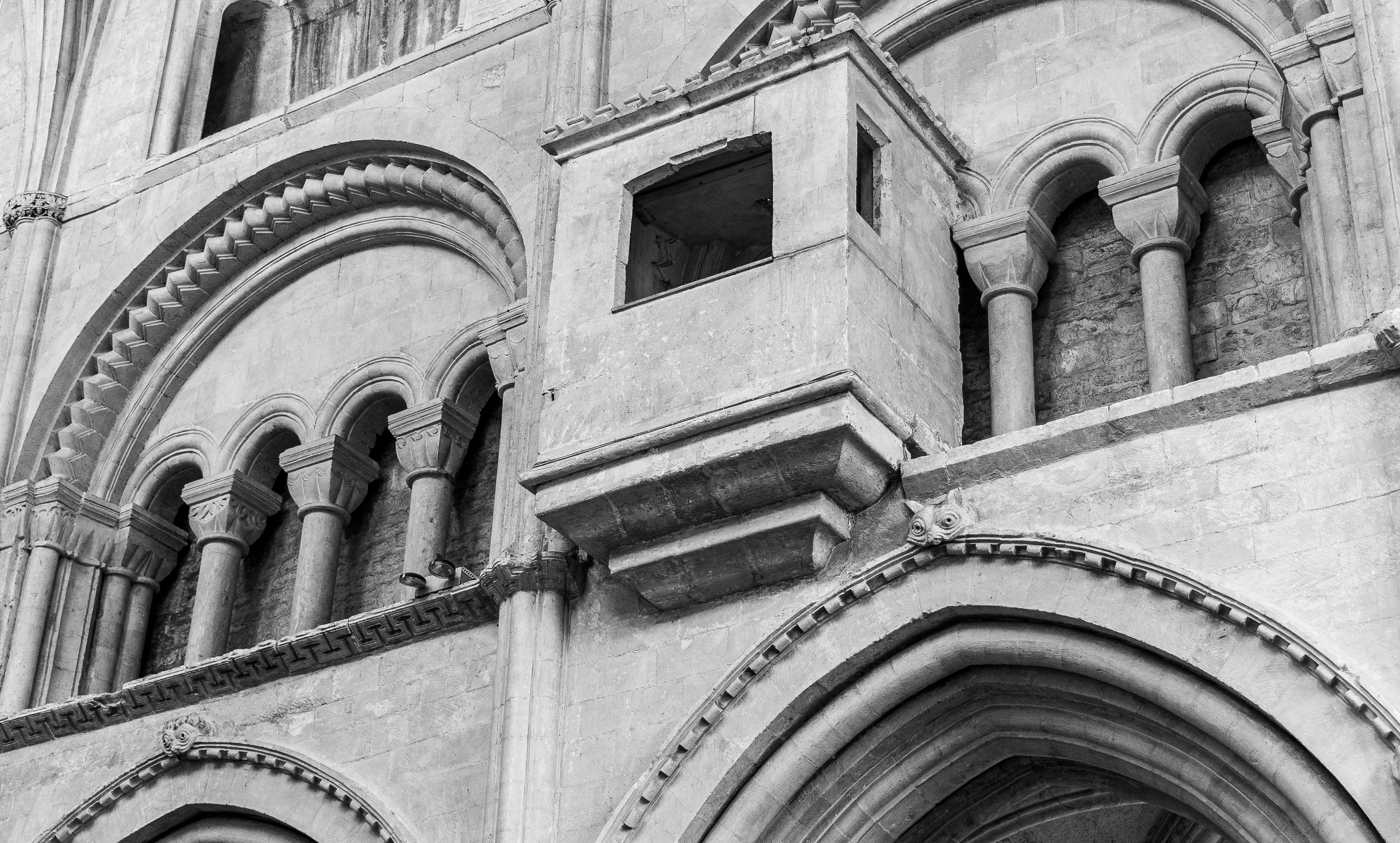 The unusual watching loft above the abbey nave