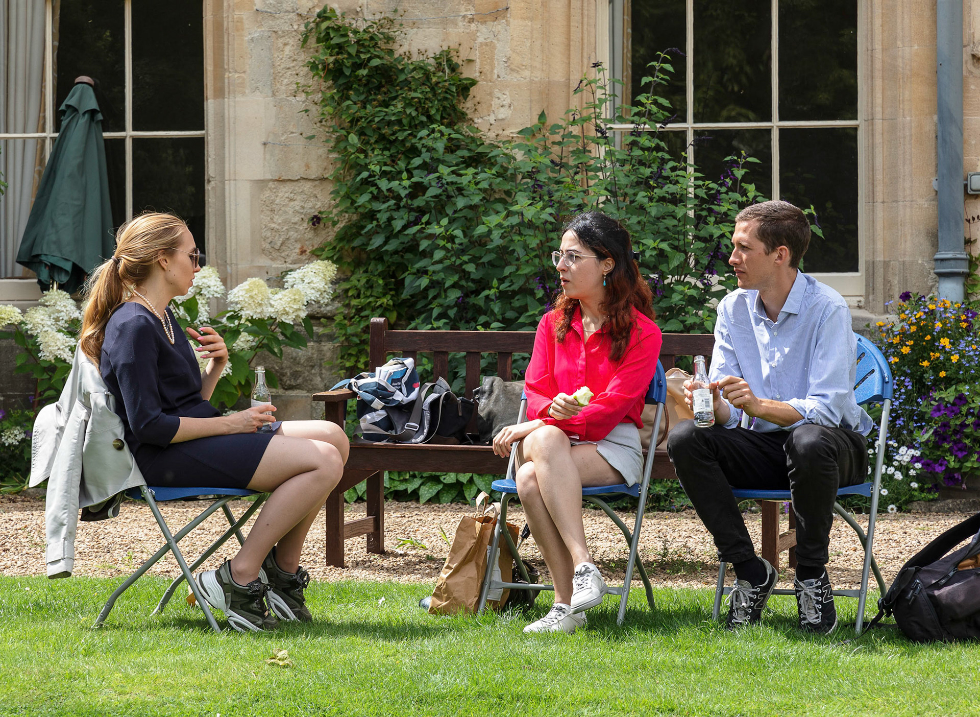 Maria, Nino and Bart in the Deanery garden