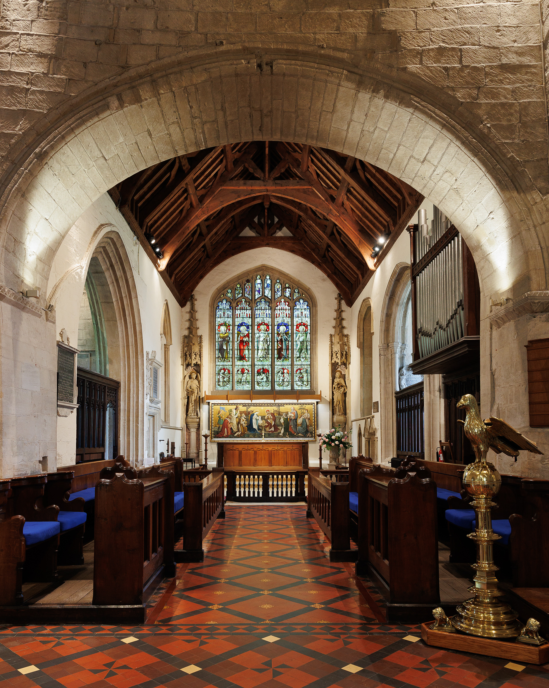 Burford church looking below the crossing