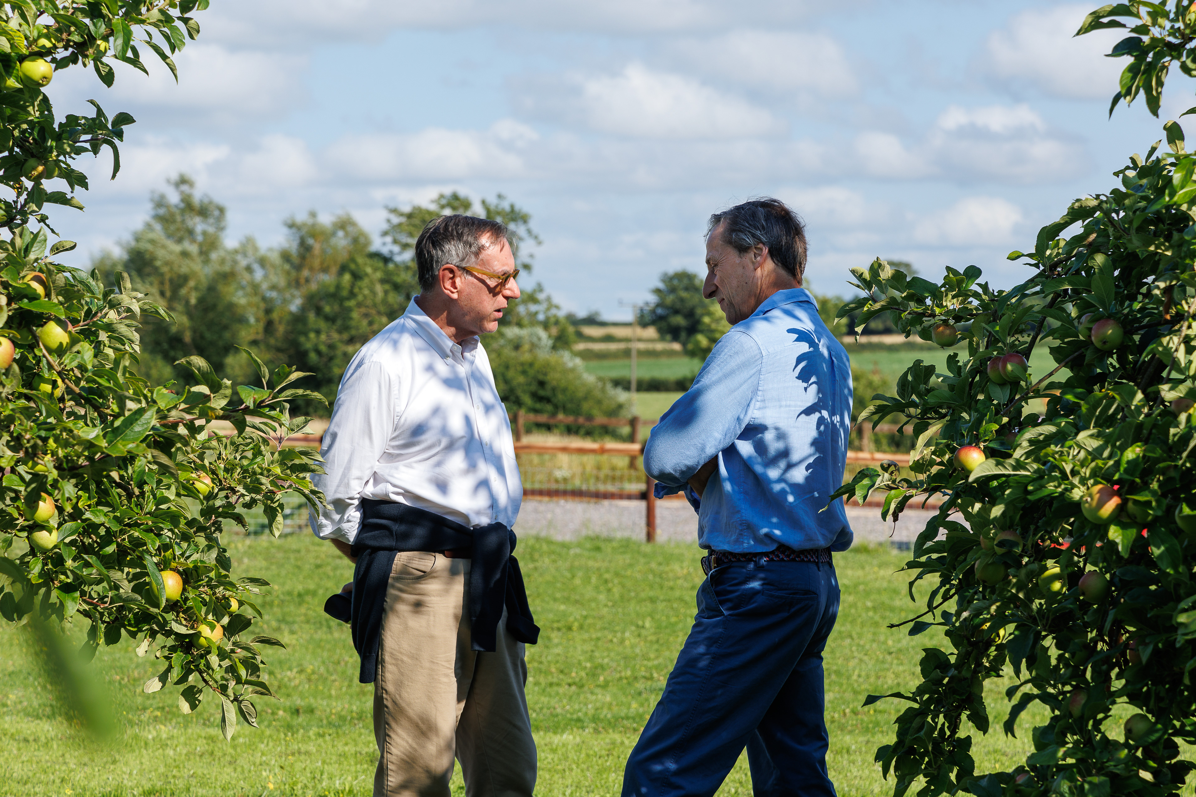 Joe and Tom in the orchard