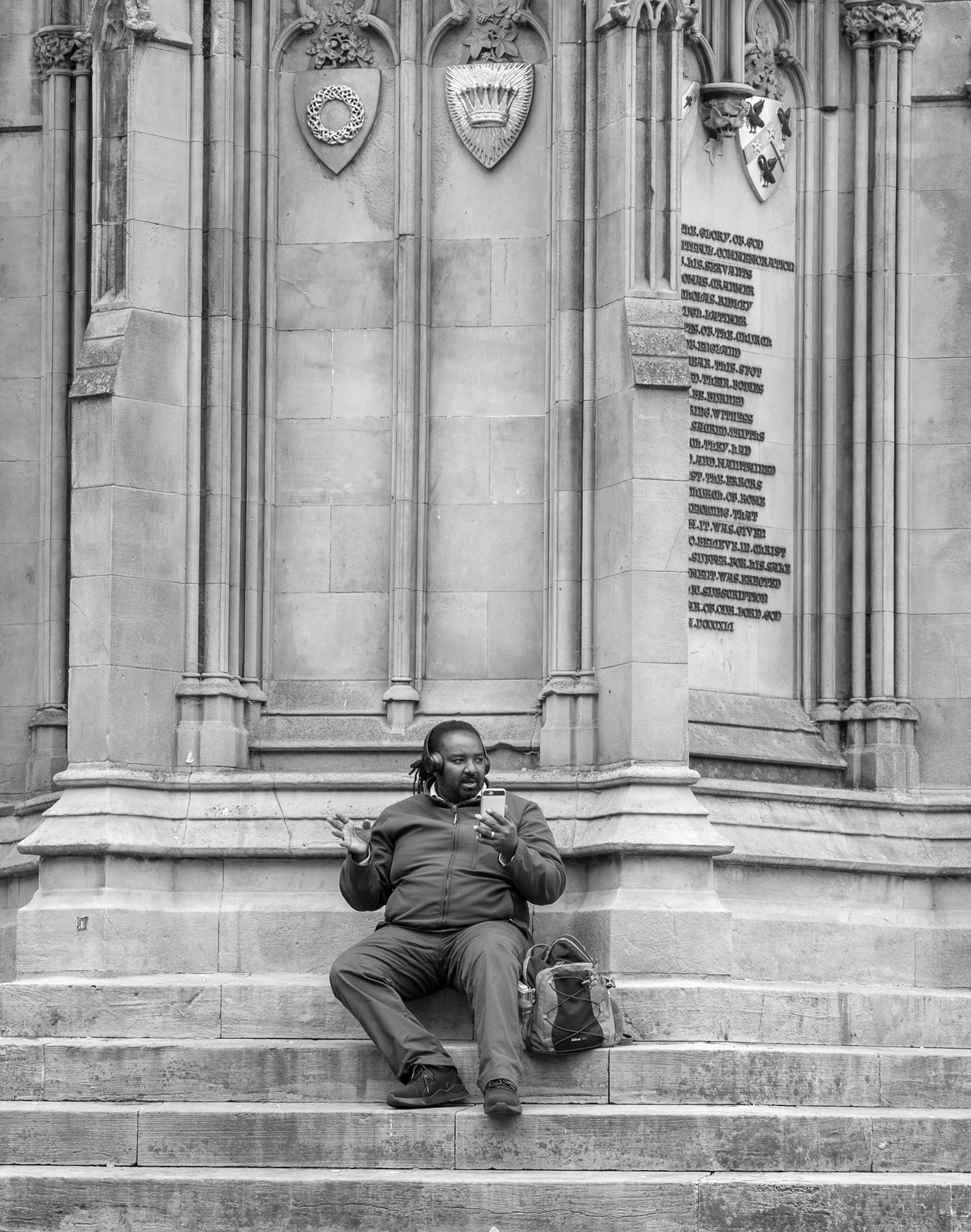On the steps of the Martyrs' memorial
