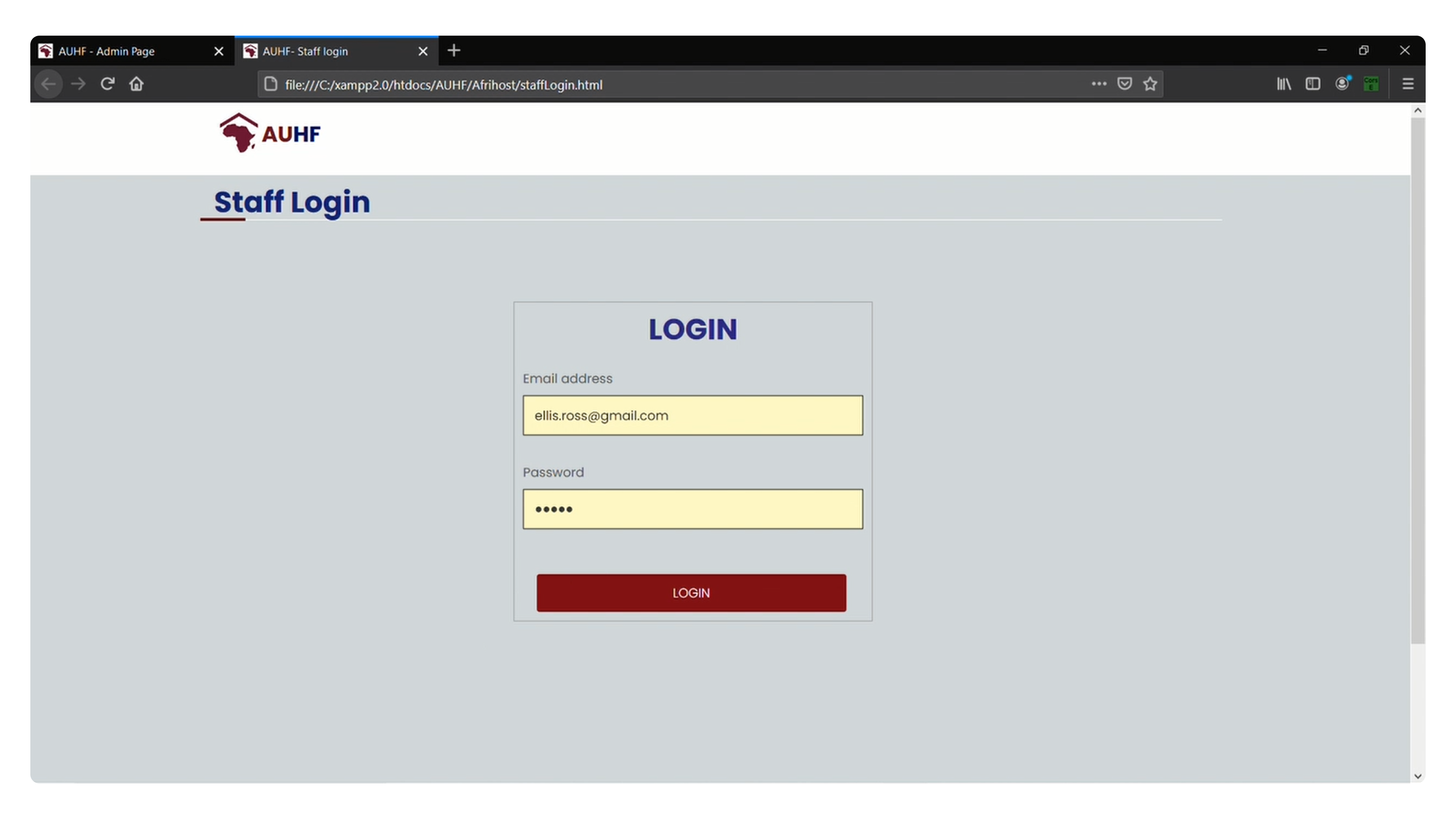 Admin login
