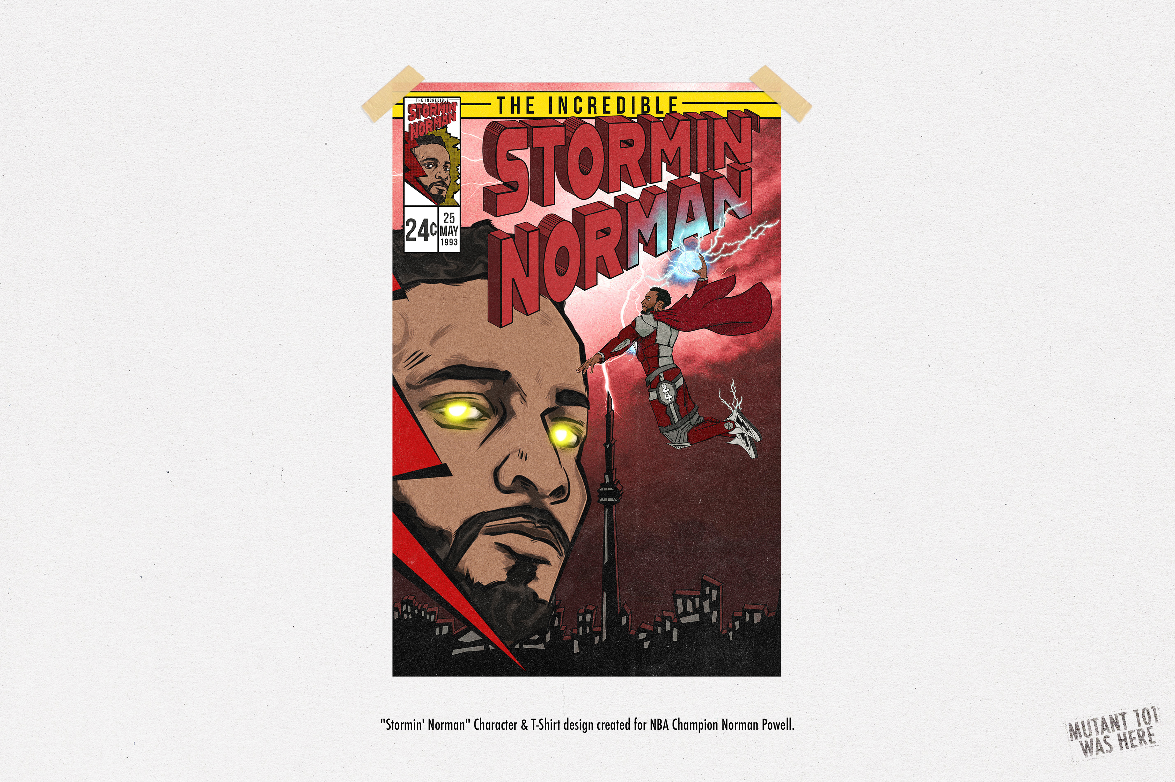 "Stormin' Norman" Character & T-Shirt design created for NBA Champion Norman Powell.