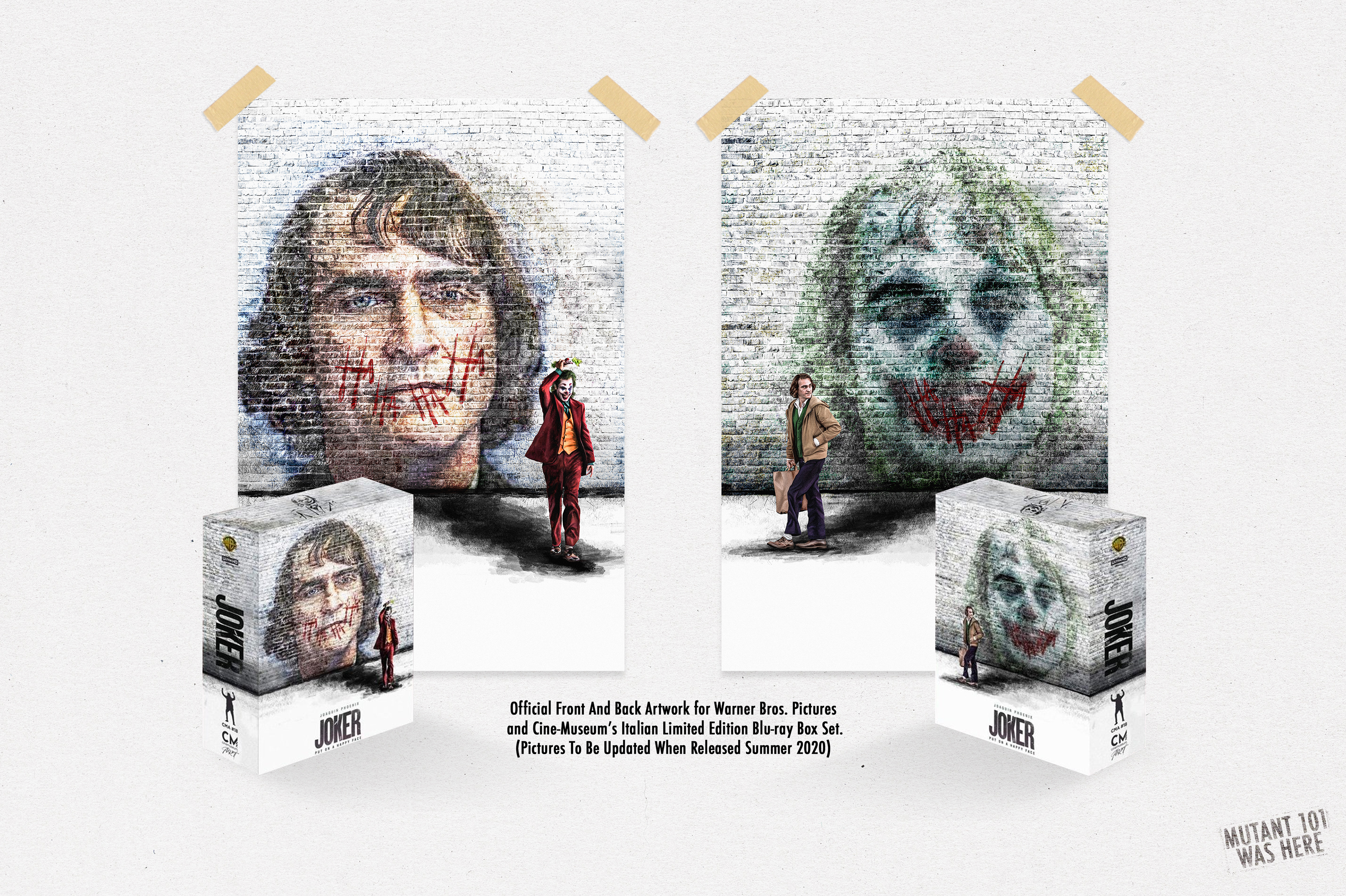 "Joker" Official Front And Back Artwork for Warner Bros. Pictures and Cine-Museum's Limited Edition Blu-ray Box Set. 