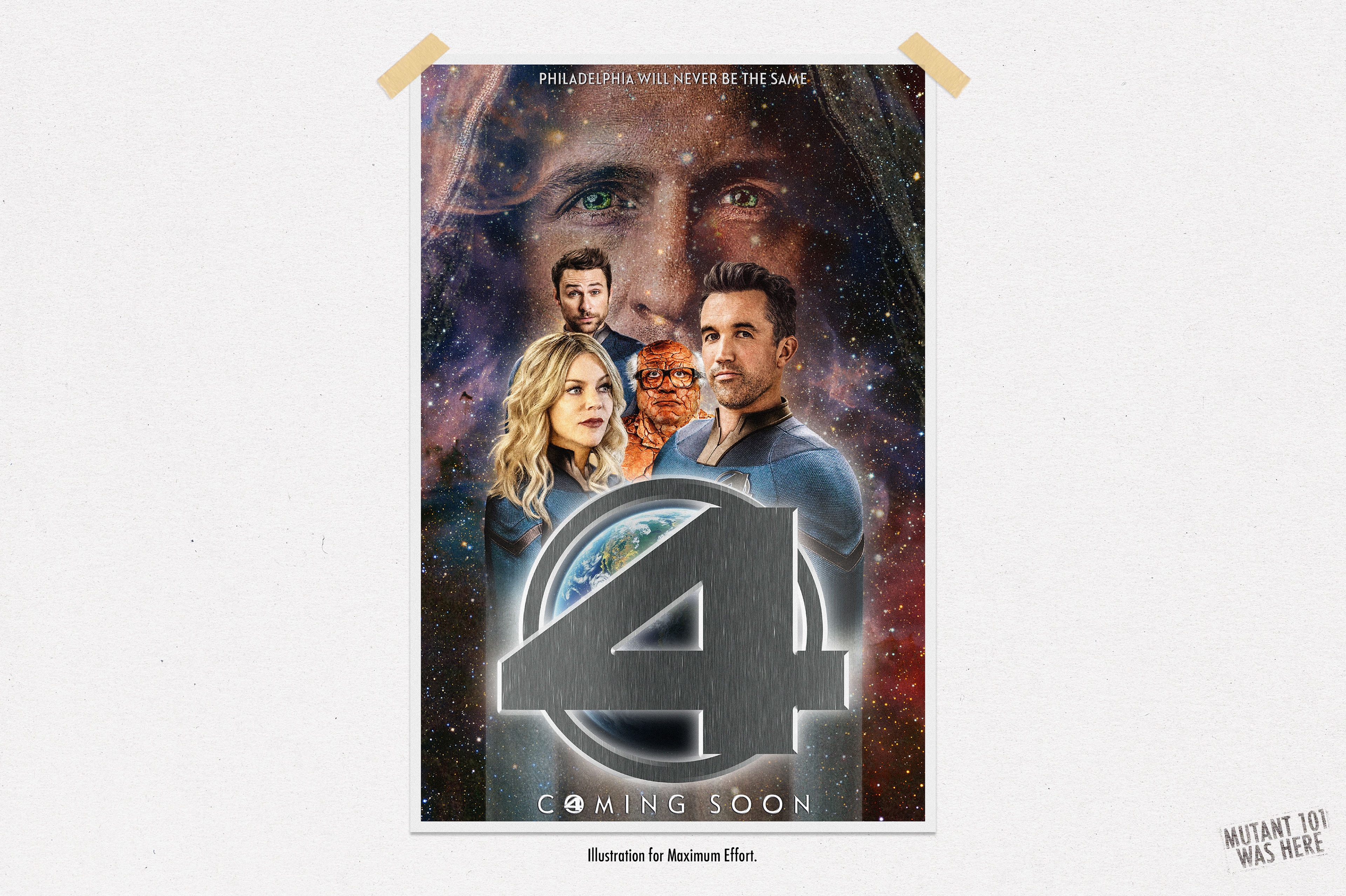 "Fantastic Four" Parody Poster Commissioned including Charlie Day, Glenn Howerton, Rob McElhenney, Kaitlin Olson, Danny DeVito