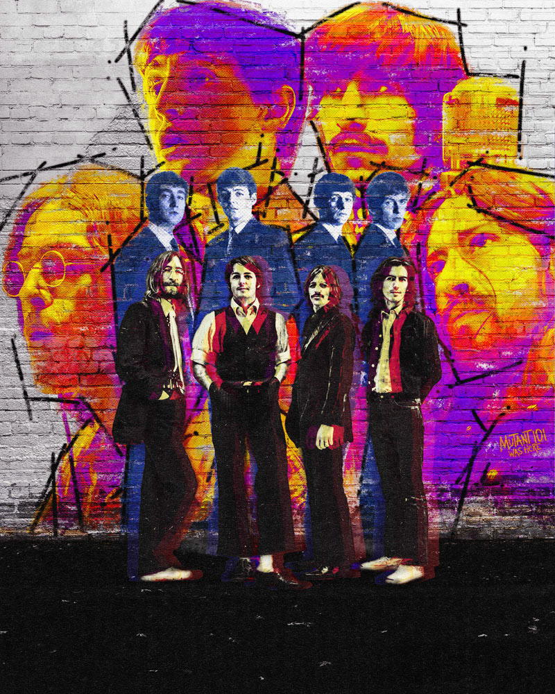 Mixed Media Illustration celebrating The Beatles upcoming film by Mutant 101.