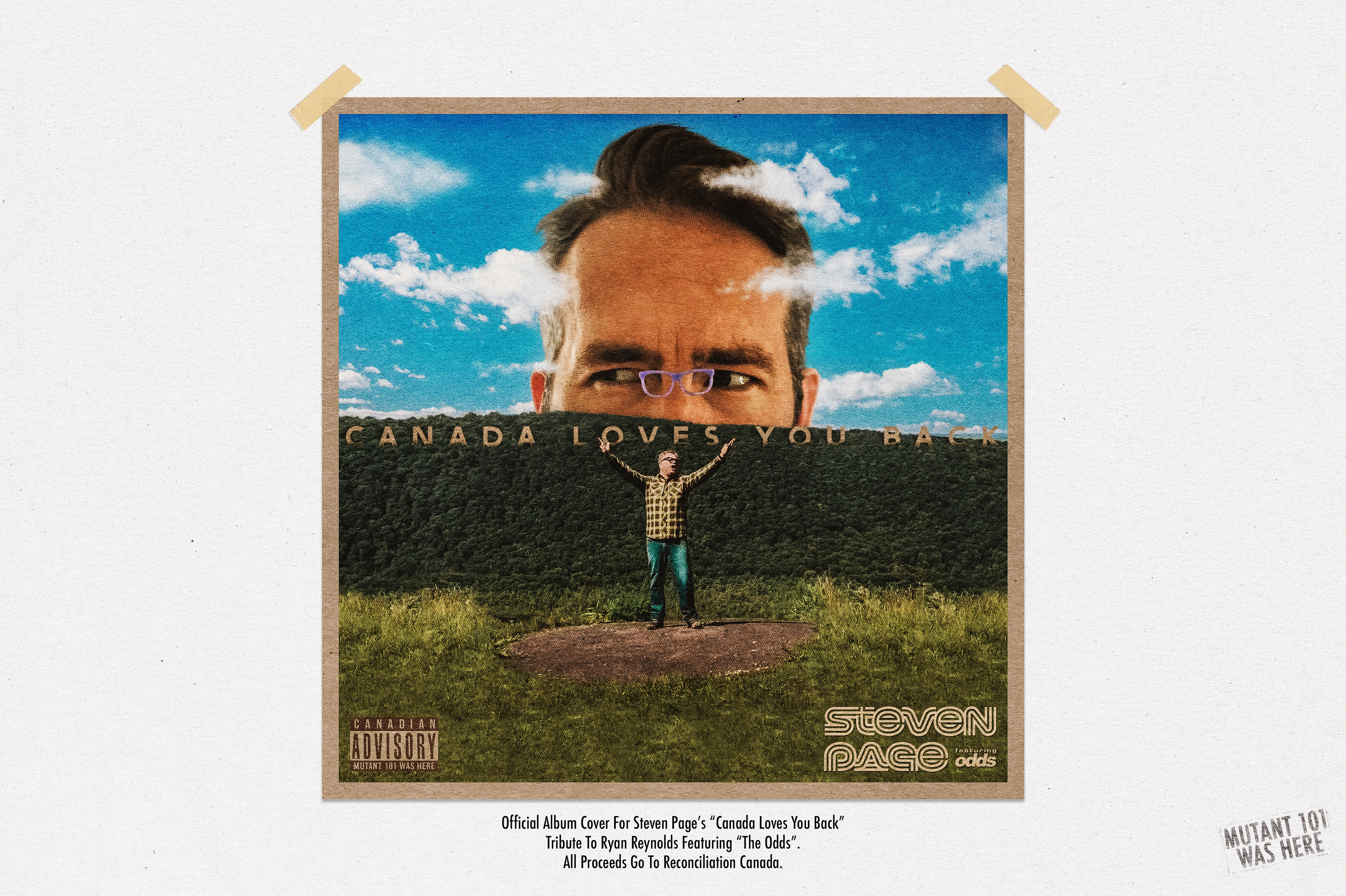 Official Album Cover For Steven Page's "Canada Loves You Back" Tribute To Ryan Reynolds Featuring "The Odds". All Proceeds Go To Reconciliation Canada.