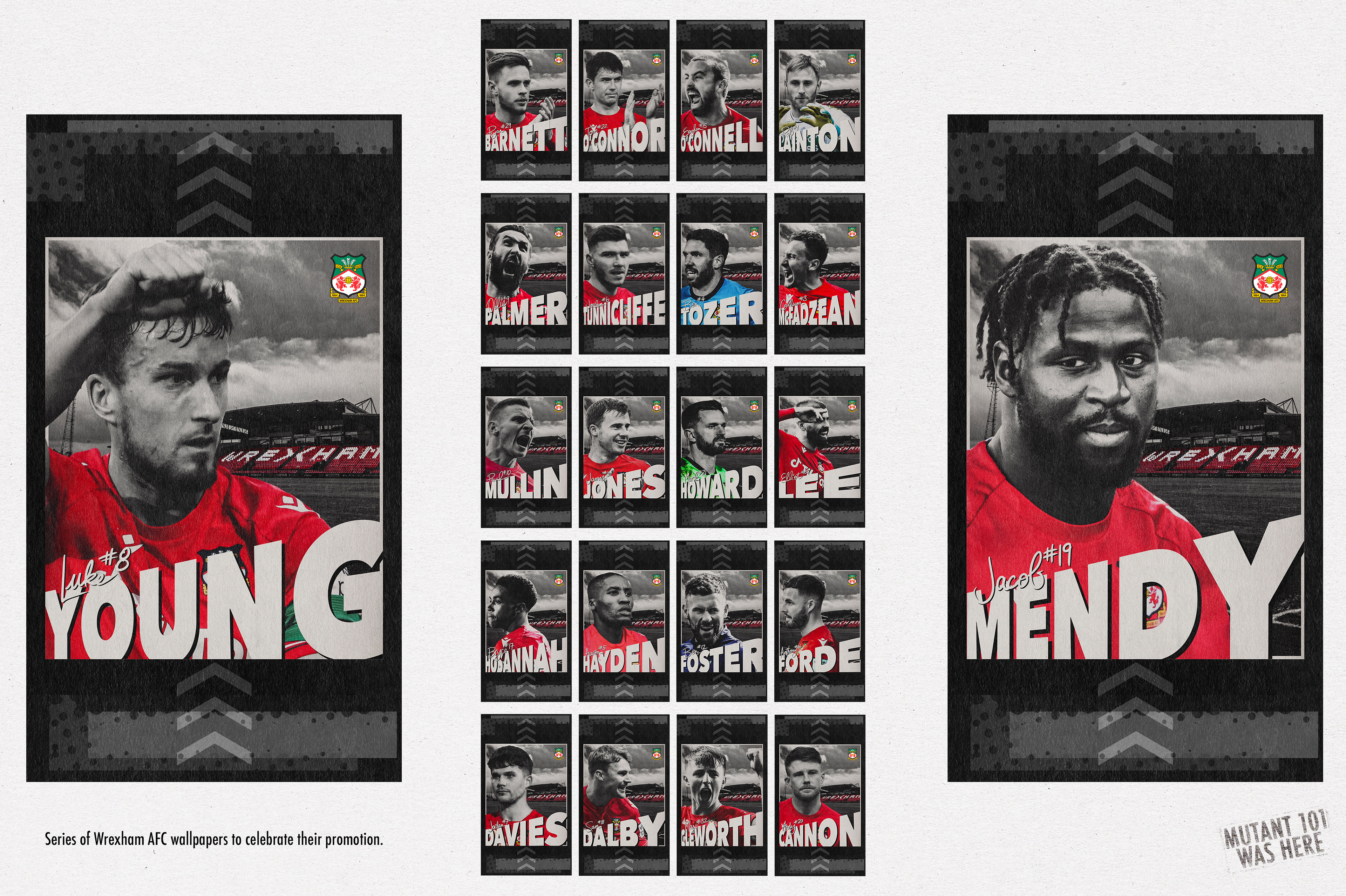 Entire Wrexham AFC Commissioned Promotion Artwork Wallpaper Designs