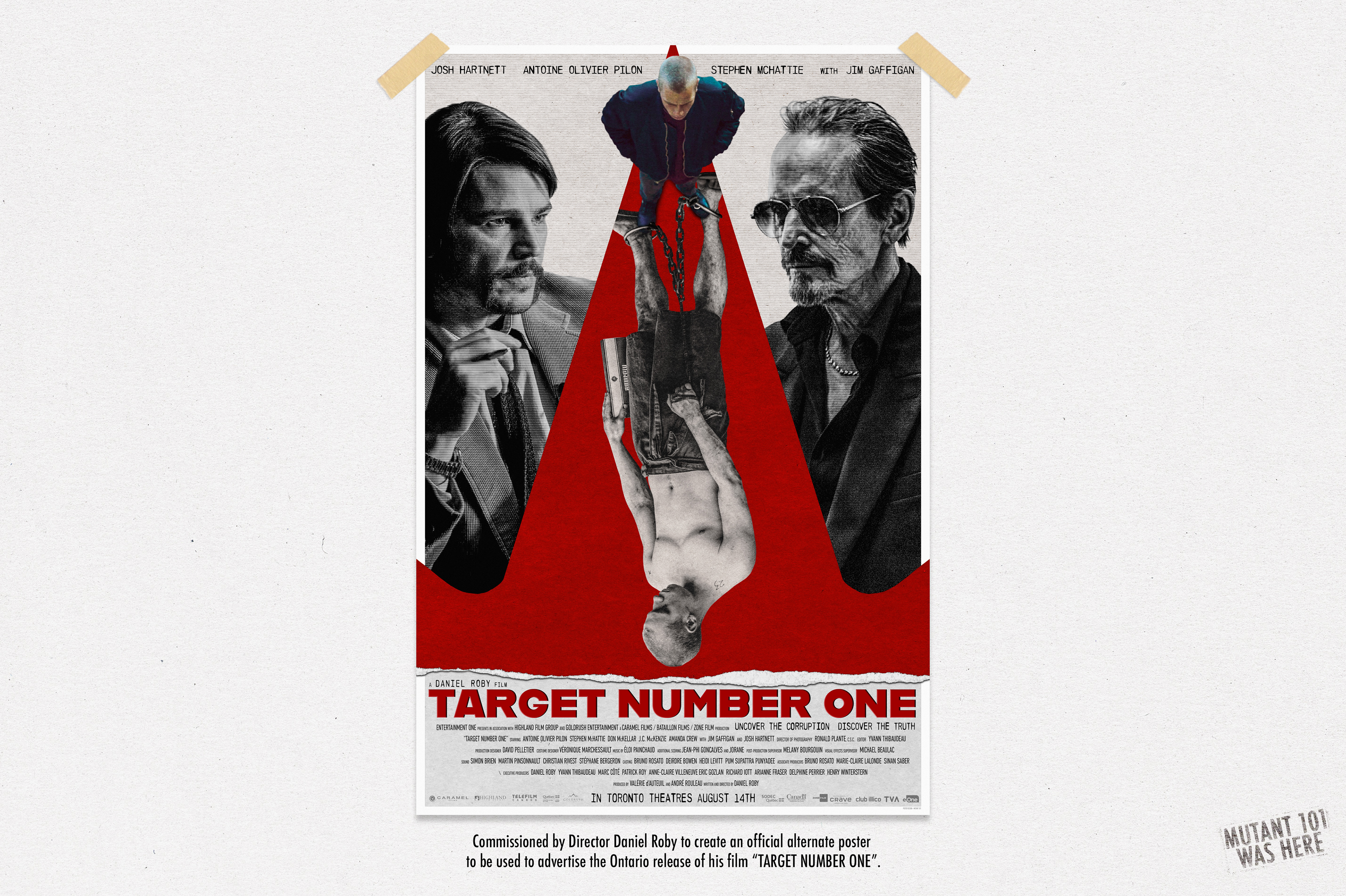 Official work commissioned in partnership with writer and director Daniel Roby for the film "Target Number One"
