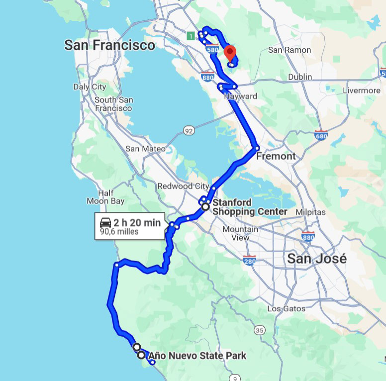 Itinerari Pescadero -> Castro Valley