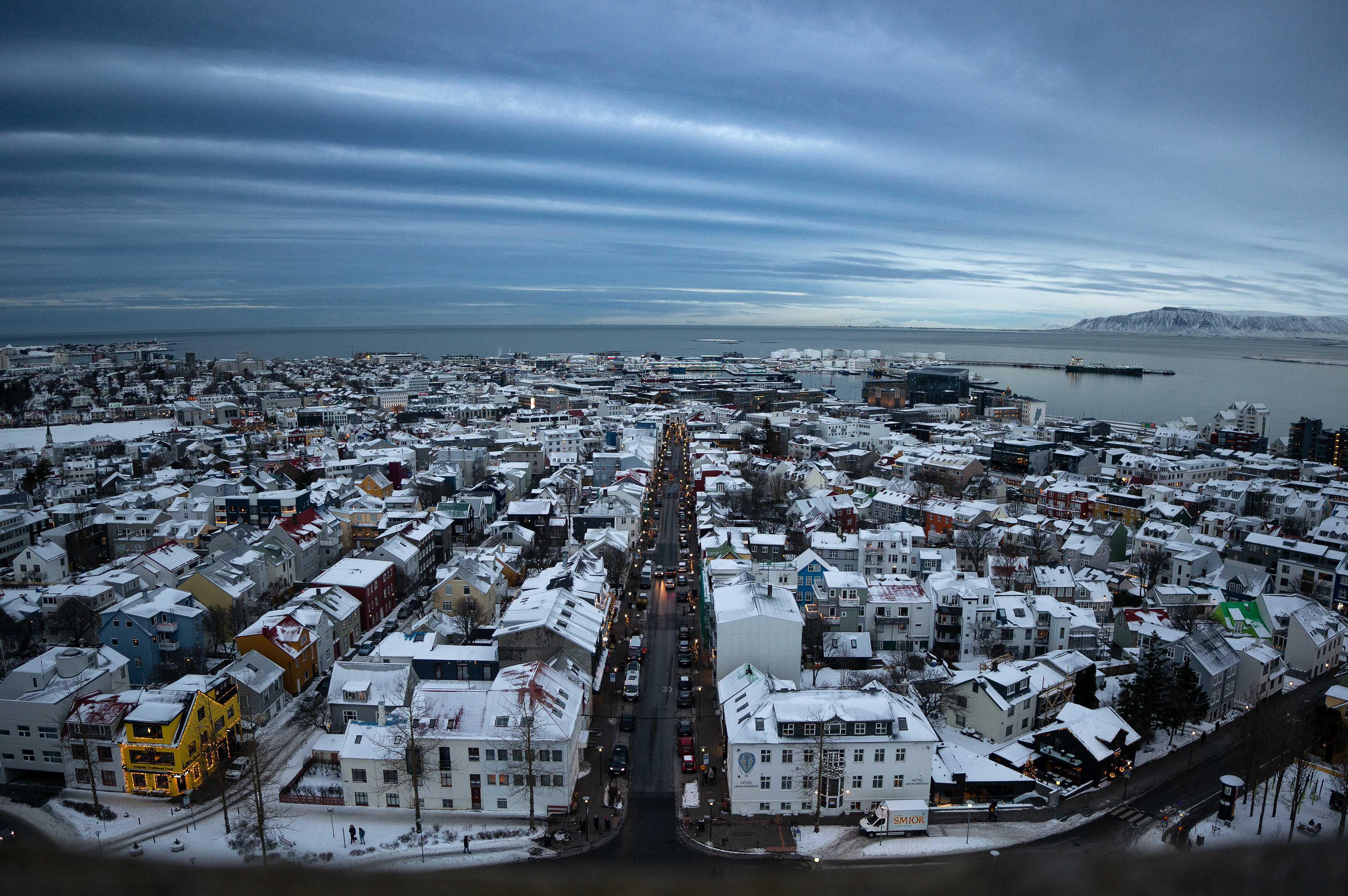 Vista de Reykjavík des del campanar de la catedral (Islàndia)