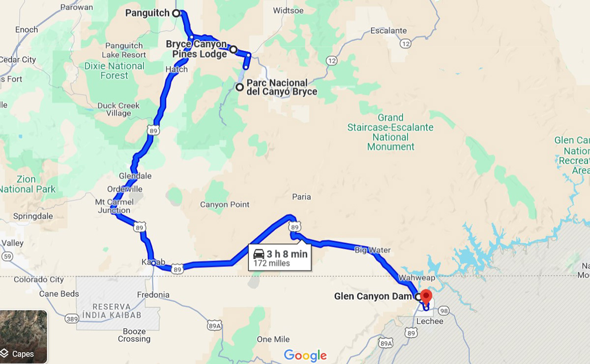 Itinerari Bryce Canyon -> Page