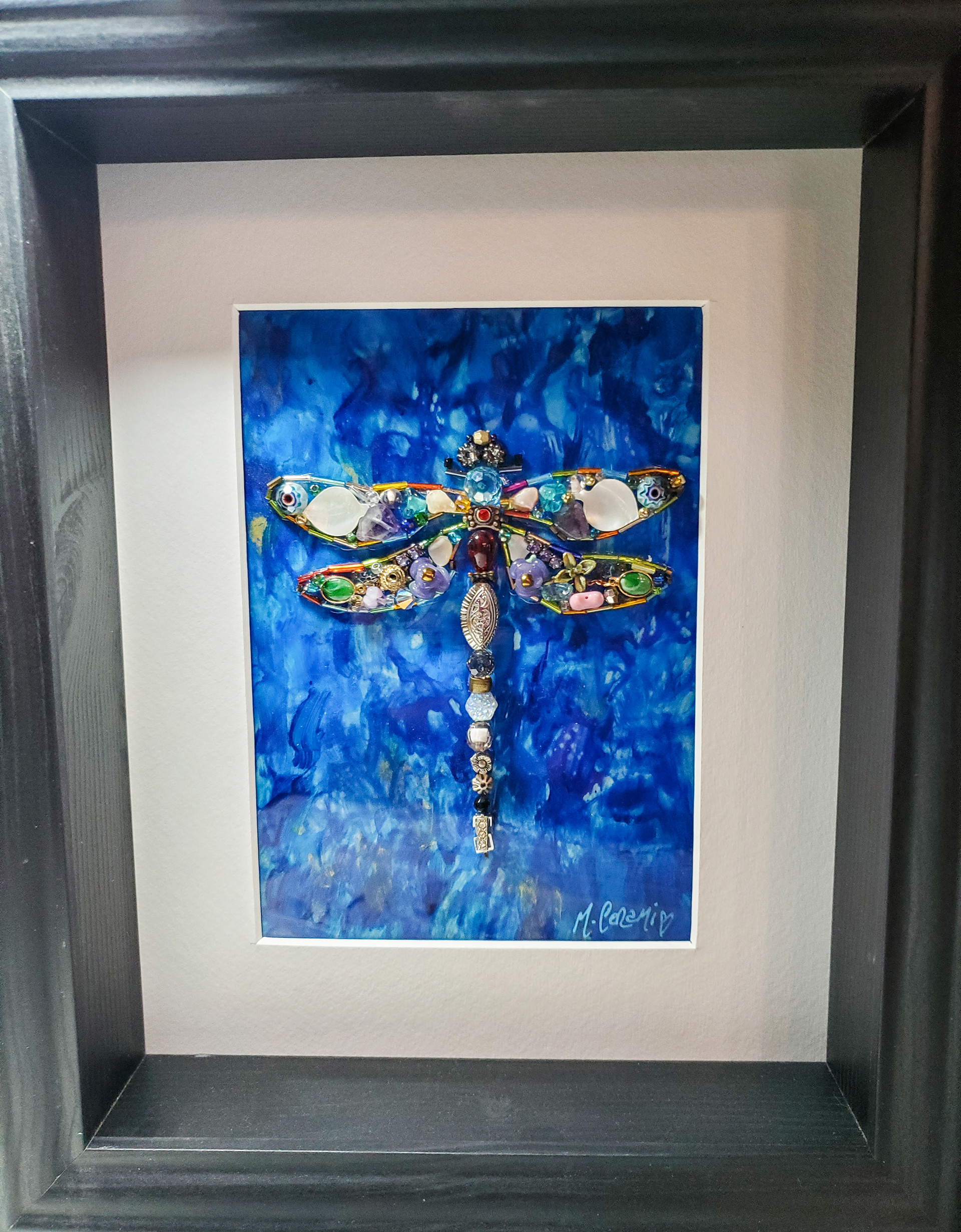 8x10in Dragonfly on reverse painted acrylic panel.