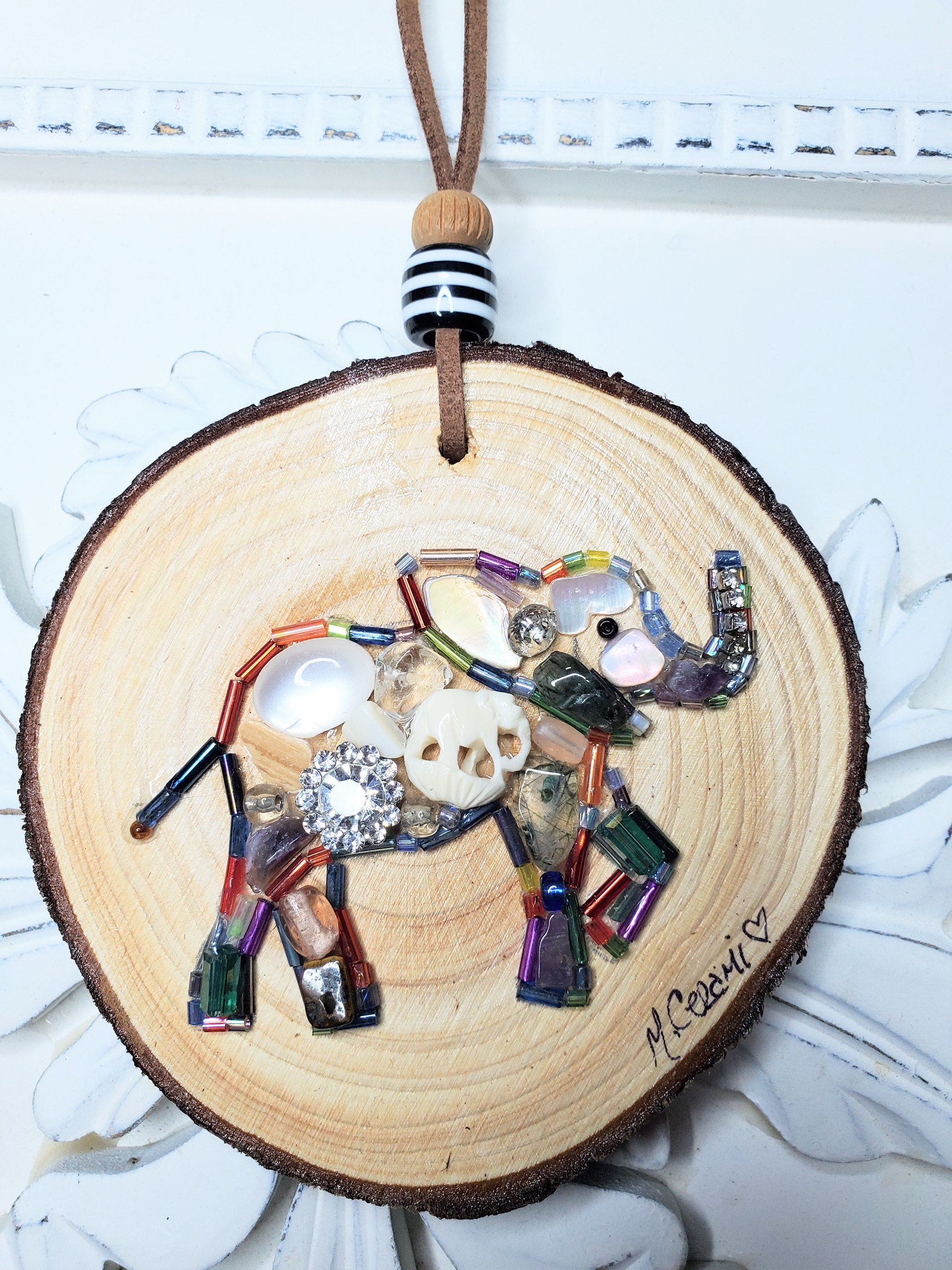 Elephant wood slice, about 3.5in across