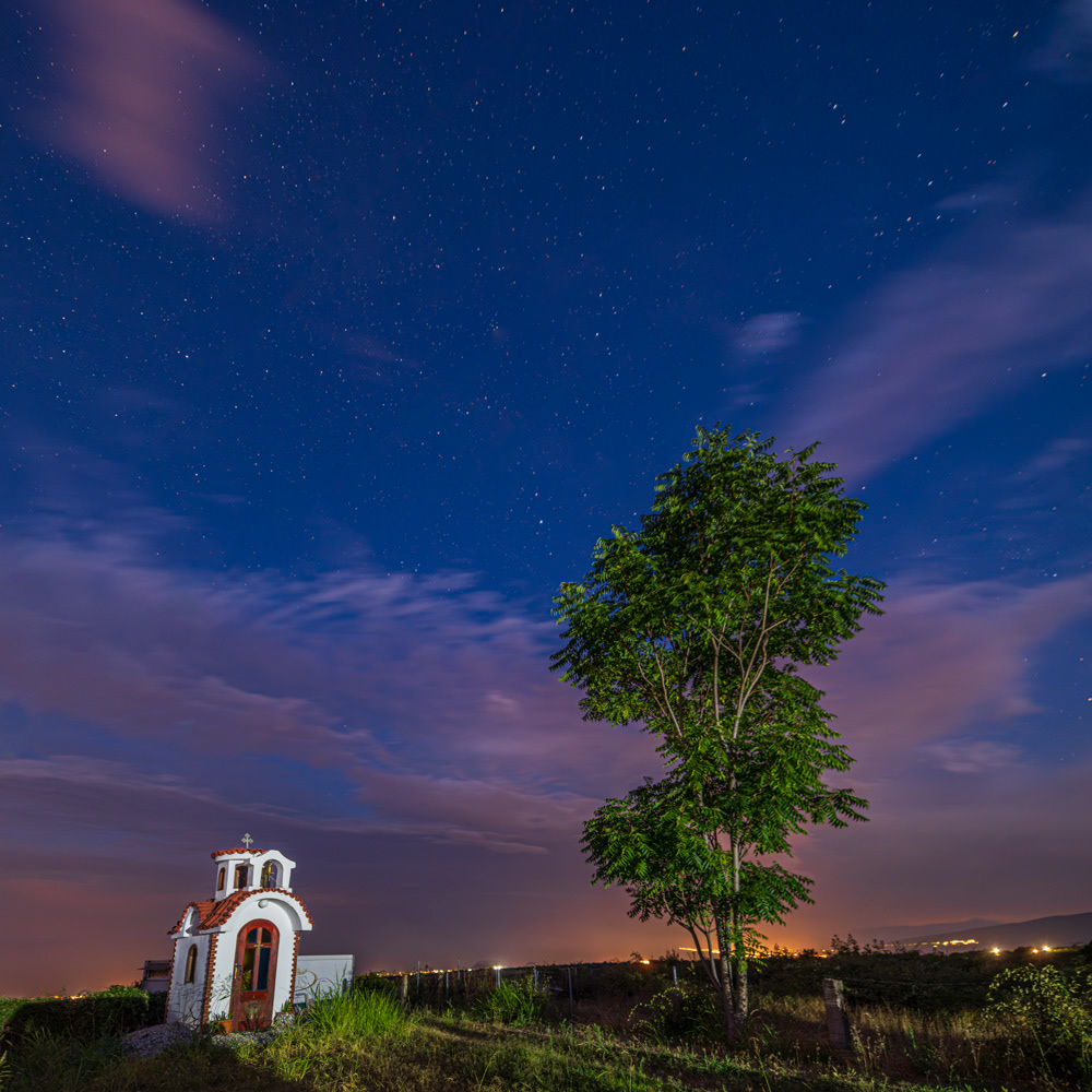 nightscape with stars trees and beautiful colous