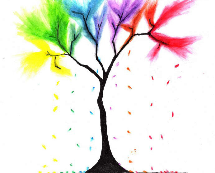 pastel rainbow tree