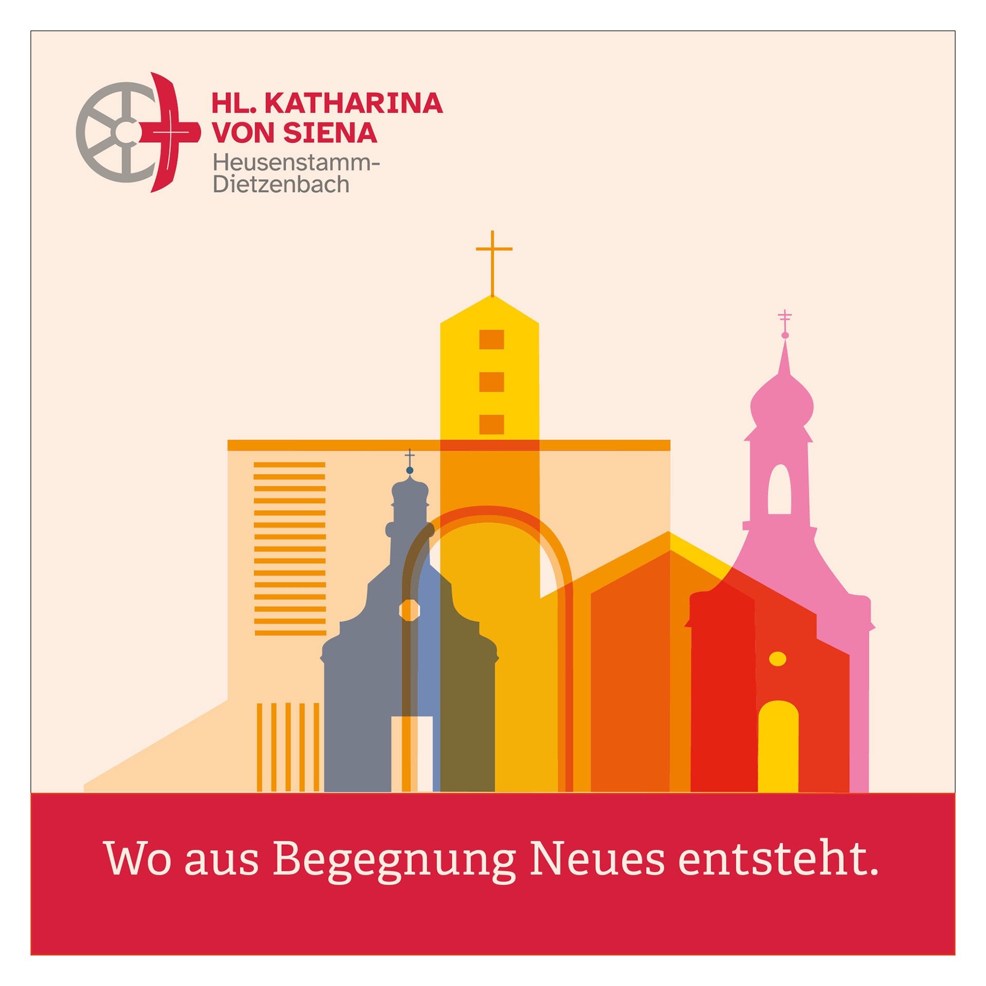 Key Visual Gründungsjahr der Pfarrei Heilige Katharina von Siena Heusenstamm-Dietzenbach