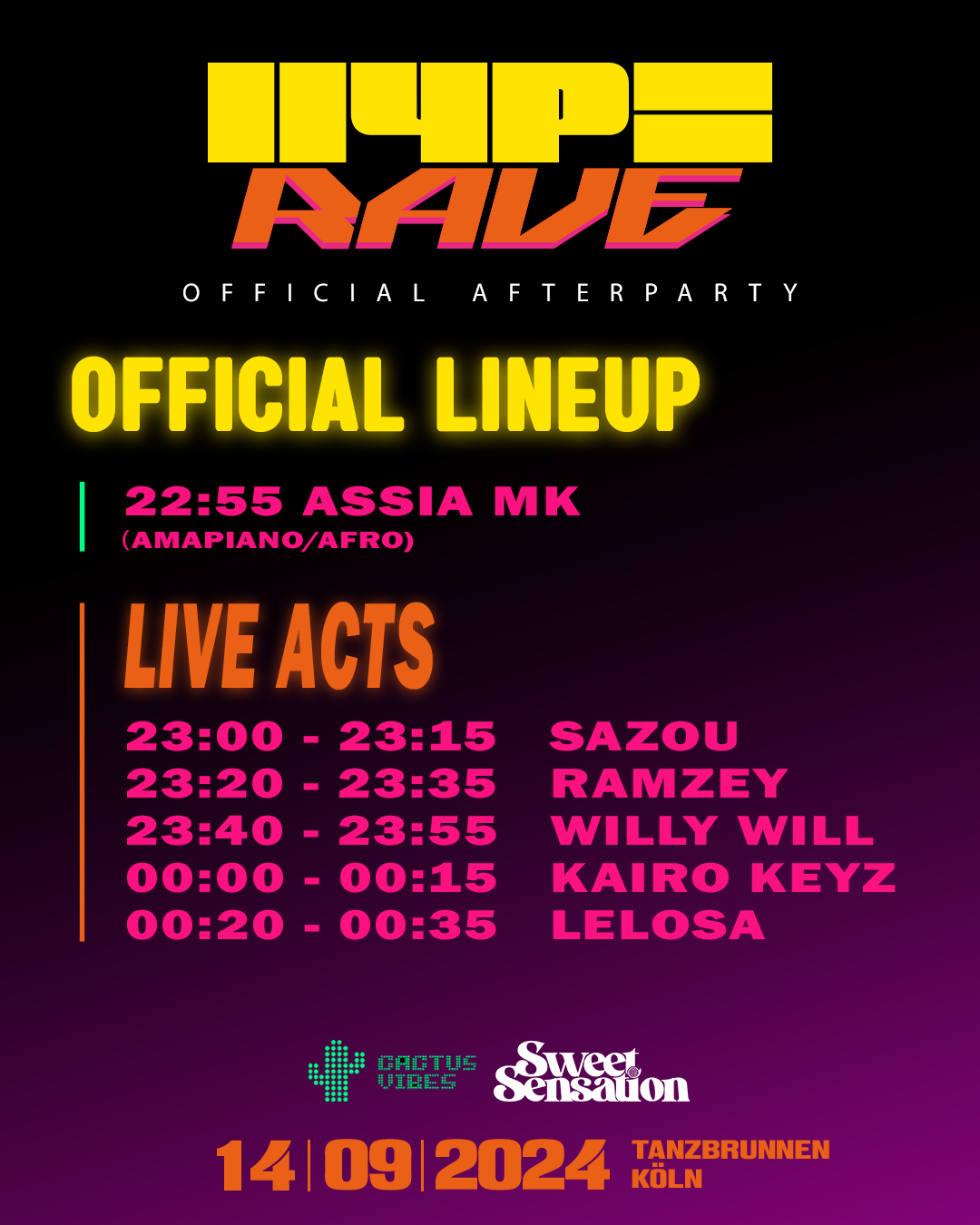 Hype rave afterparty lineup