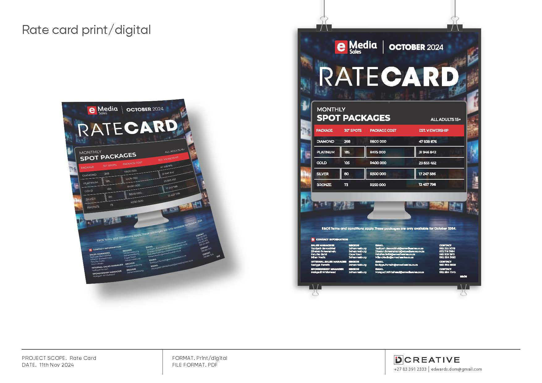 Rate card refresh and update.