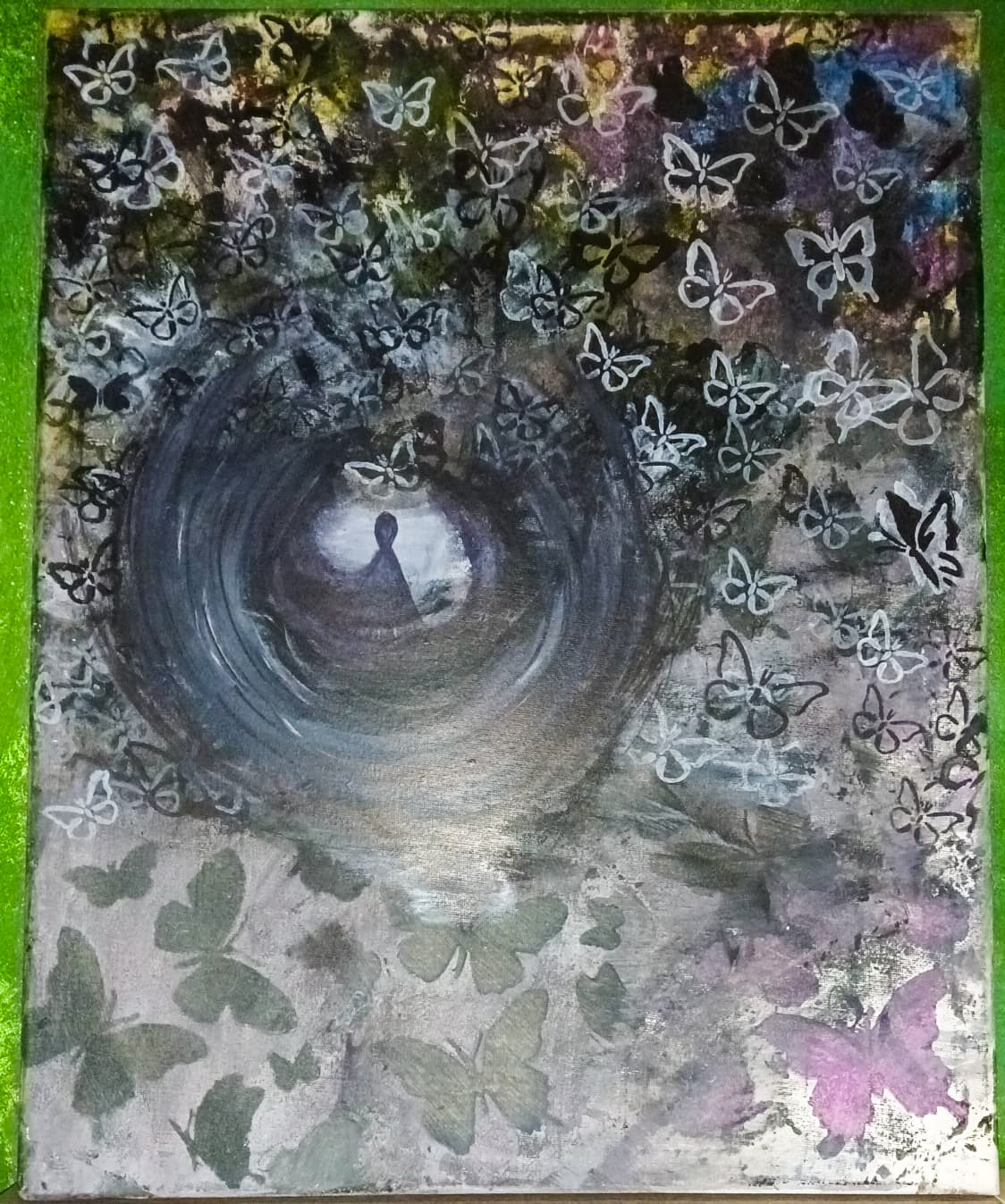 SBATTIMENTI - tela 50x40 acrilico-stensil 