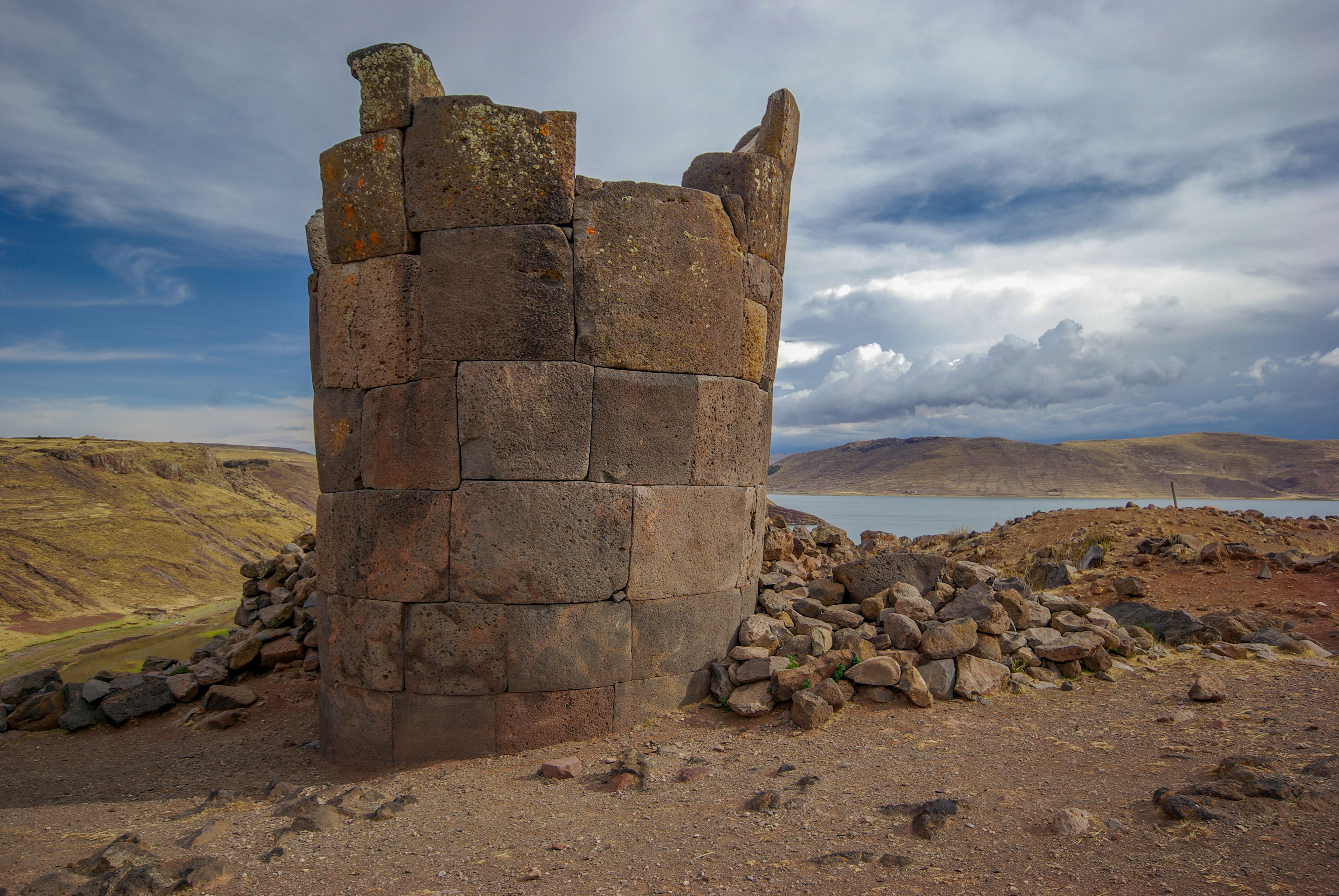Pre-Inca funeral tower Sillustrani
