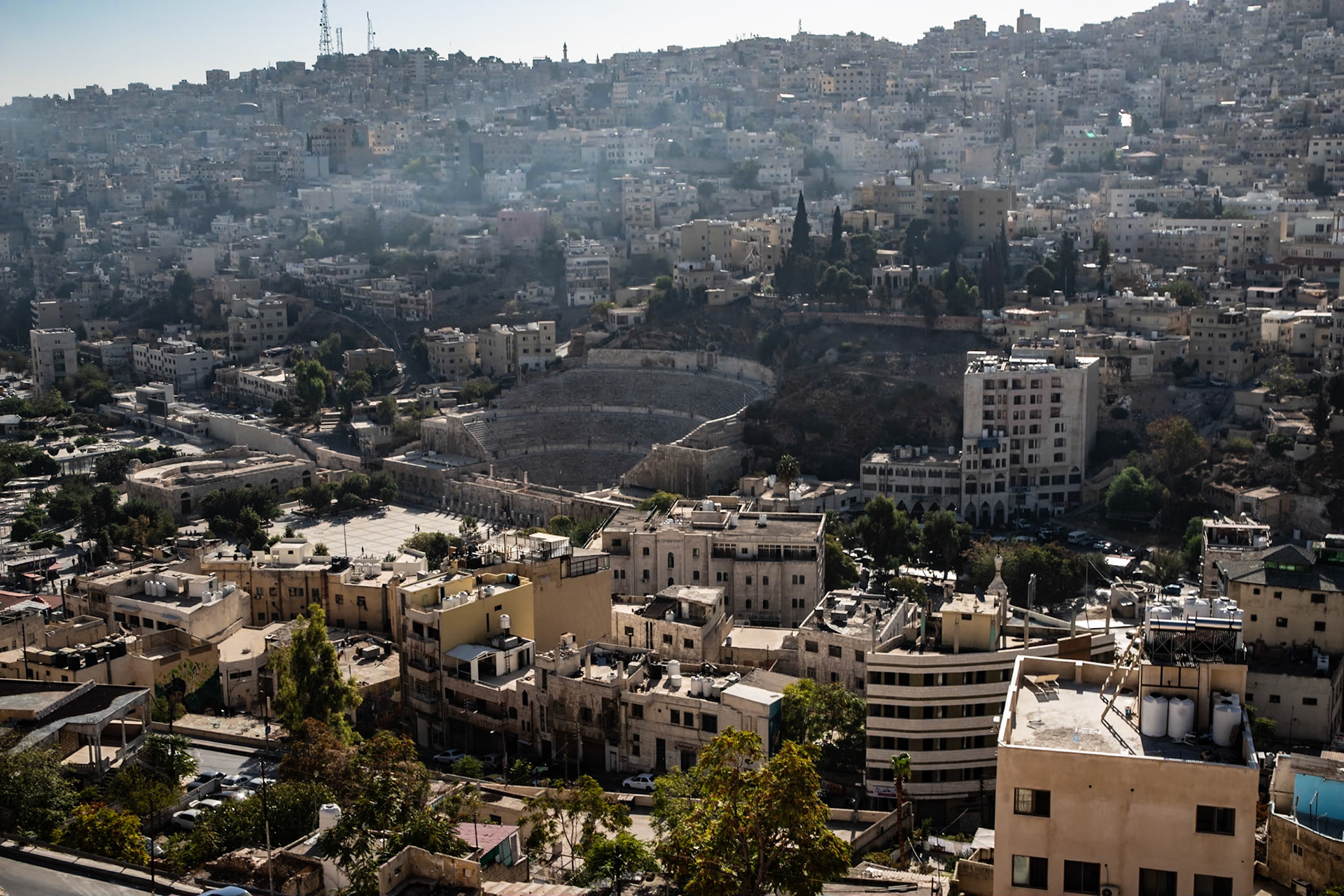 View from Amman Citadel with the Roman ampitheatre in the centre