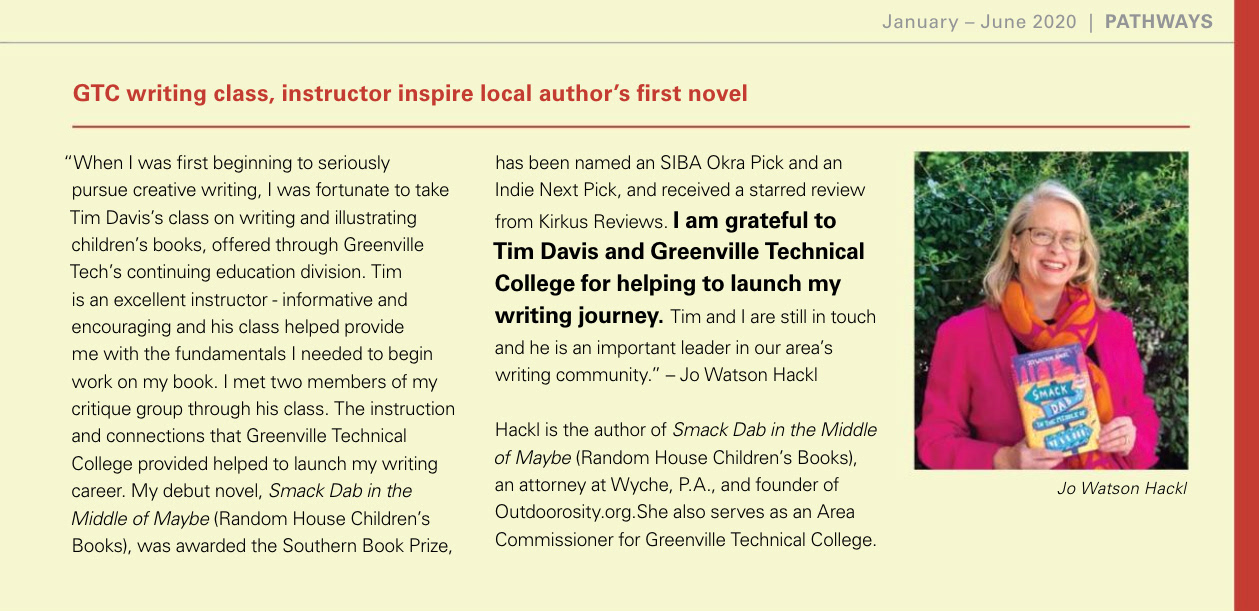 Jo Hackl is an excellent writer that I was privileged to have in my GTC class.