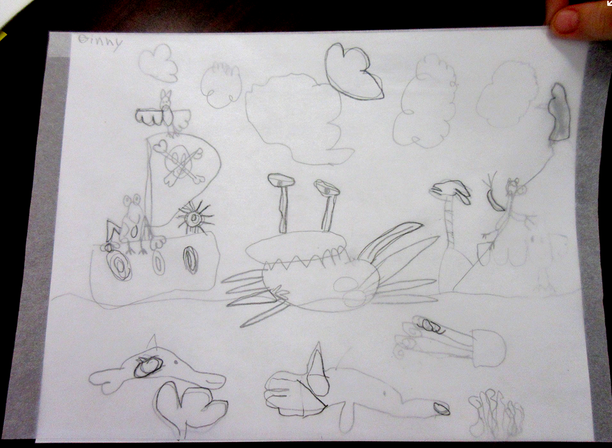 Hidden objects drawn onto tracing paper overlay