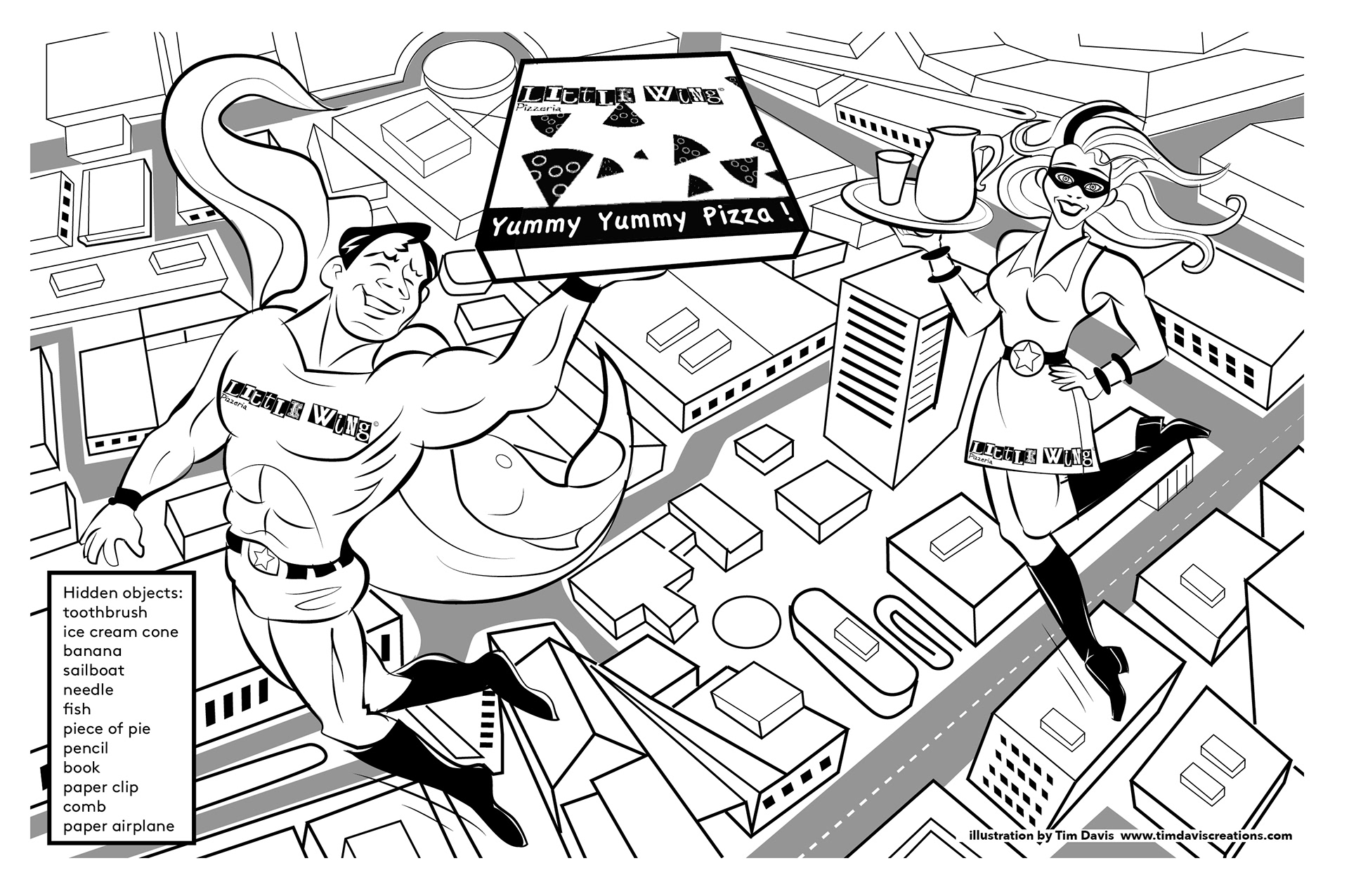 Placemat for Little Wing Pizzeria