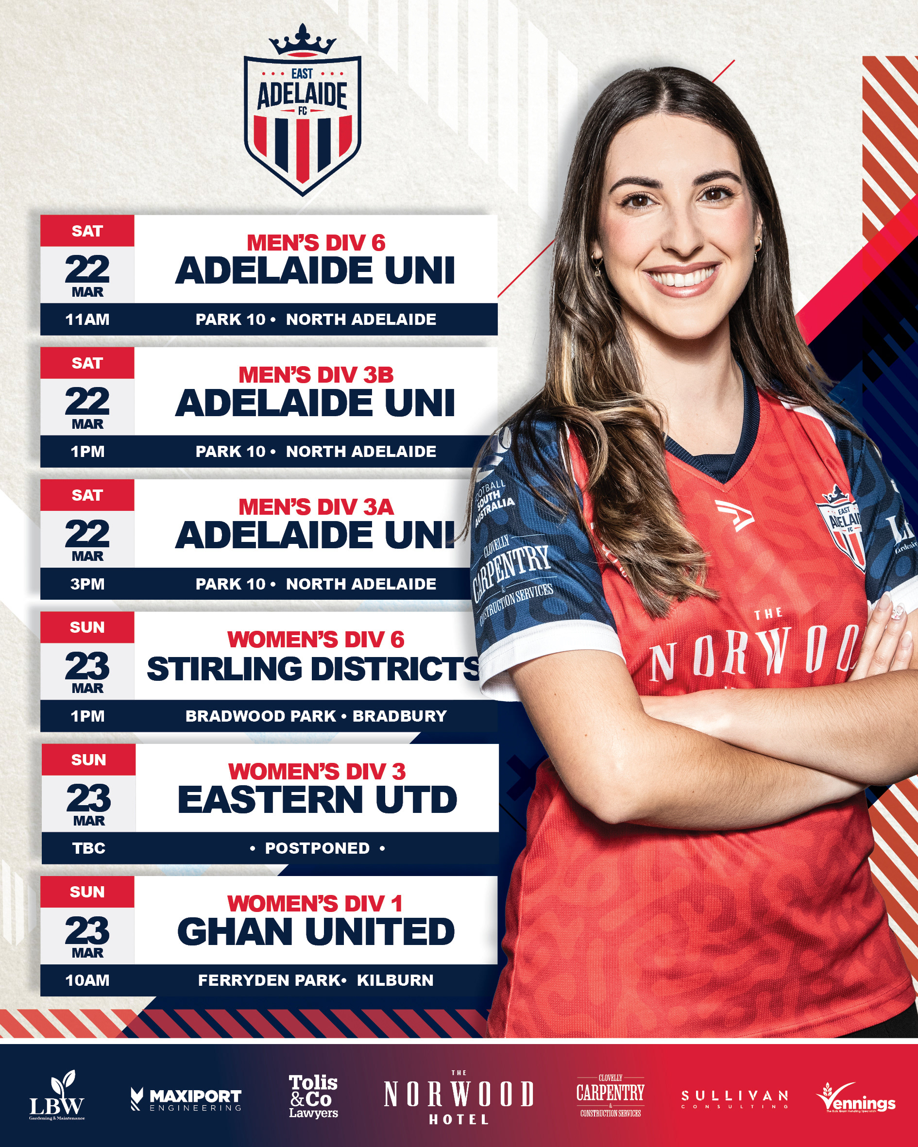 2025 Social Media Match Preview Graphic - East Adelaide FC