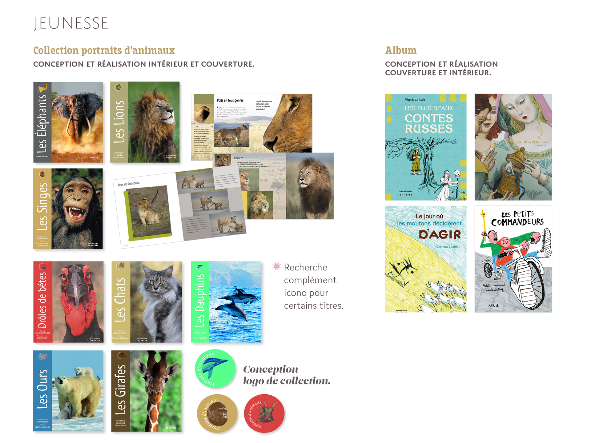 Collection "Portraits d'animaux". Albums jeunesse