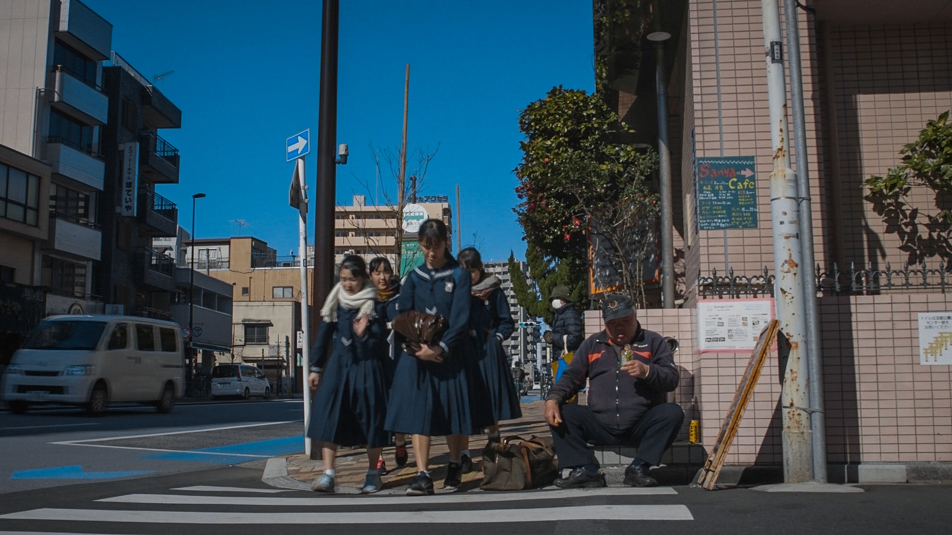 Harmonica 9 | A man giving a coffee firstly refused Ishino's passionate request for cigarettes, saying "I can't afford them!!" and left, but came back soon with a can of coffee and gave it to Ishino, saying "but I have only this for you", grnning, 10 April 2020.