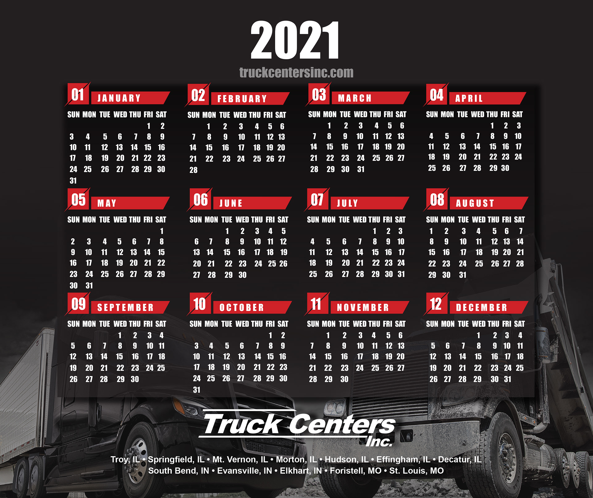 2021 Truck Centers Calendar Mouse Pad