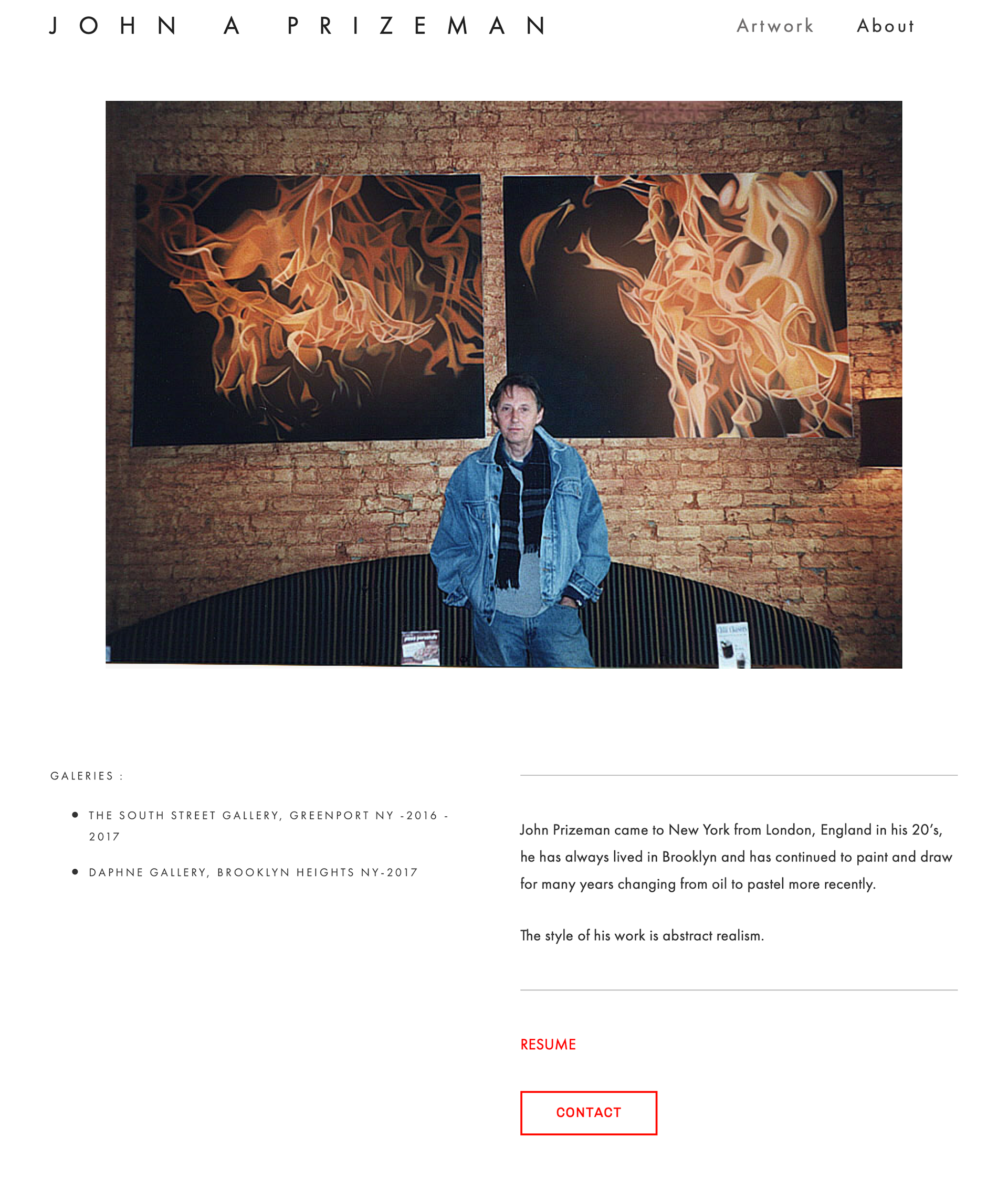 Artist's "About Me" Page