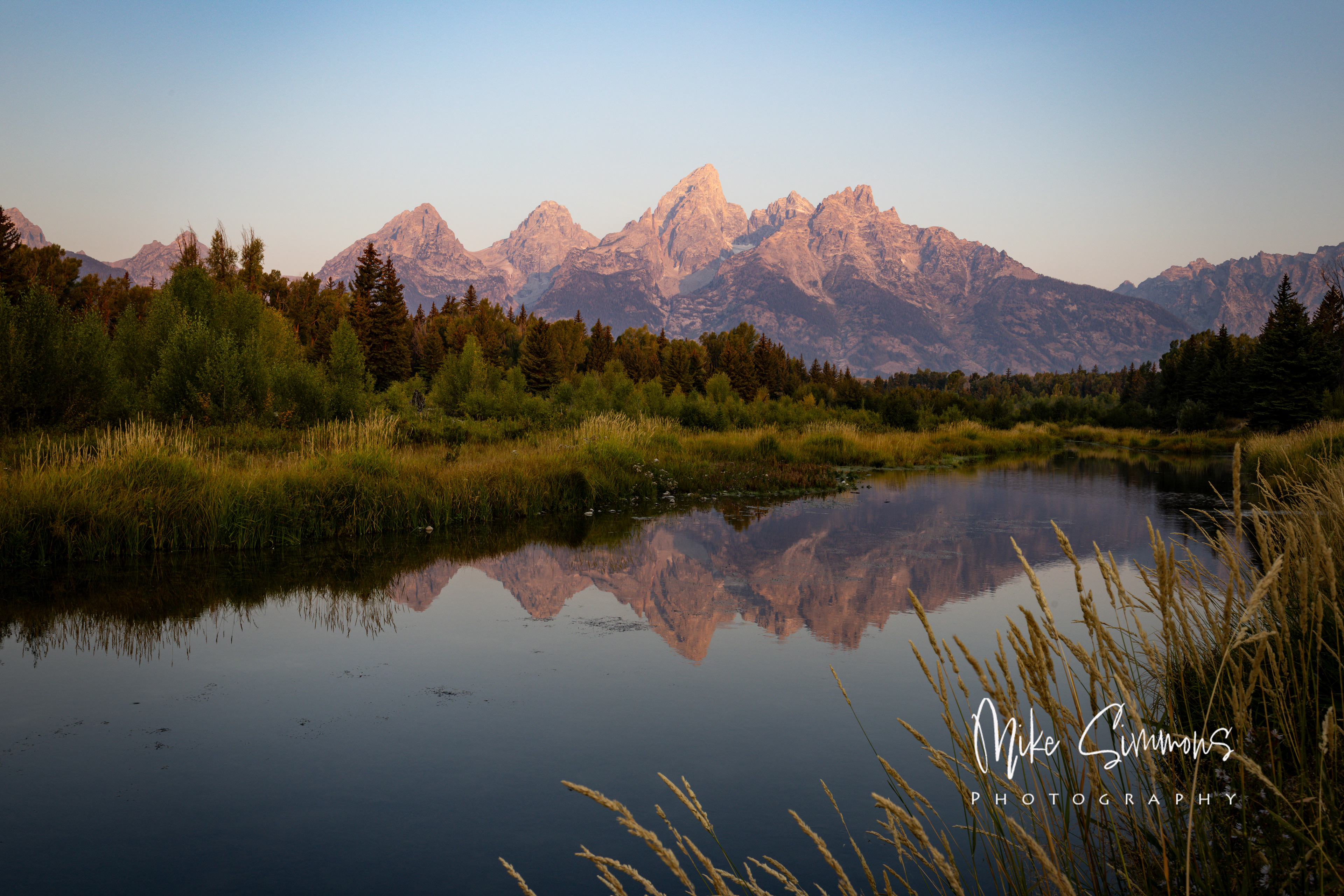 Schwabacher Landing at sunrise at Grand Tetons NP