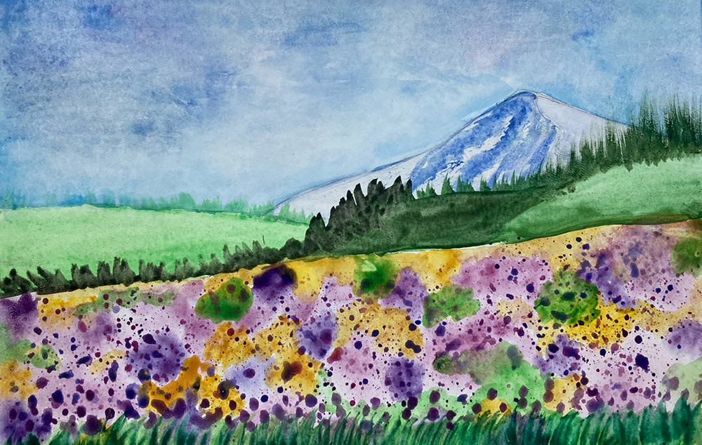 In the Fields · Ana Bindiu · Watercolor · 8.5"x11" · $270 · Simple Glass Frame · Available