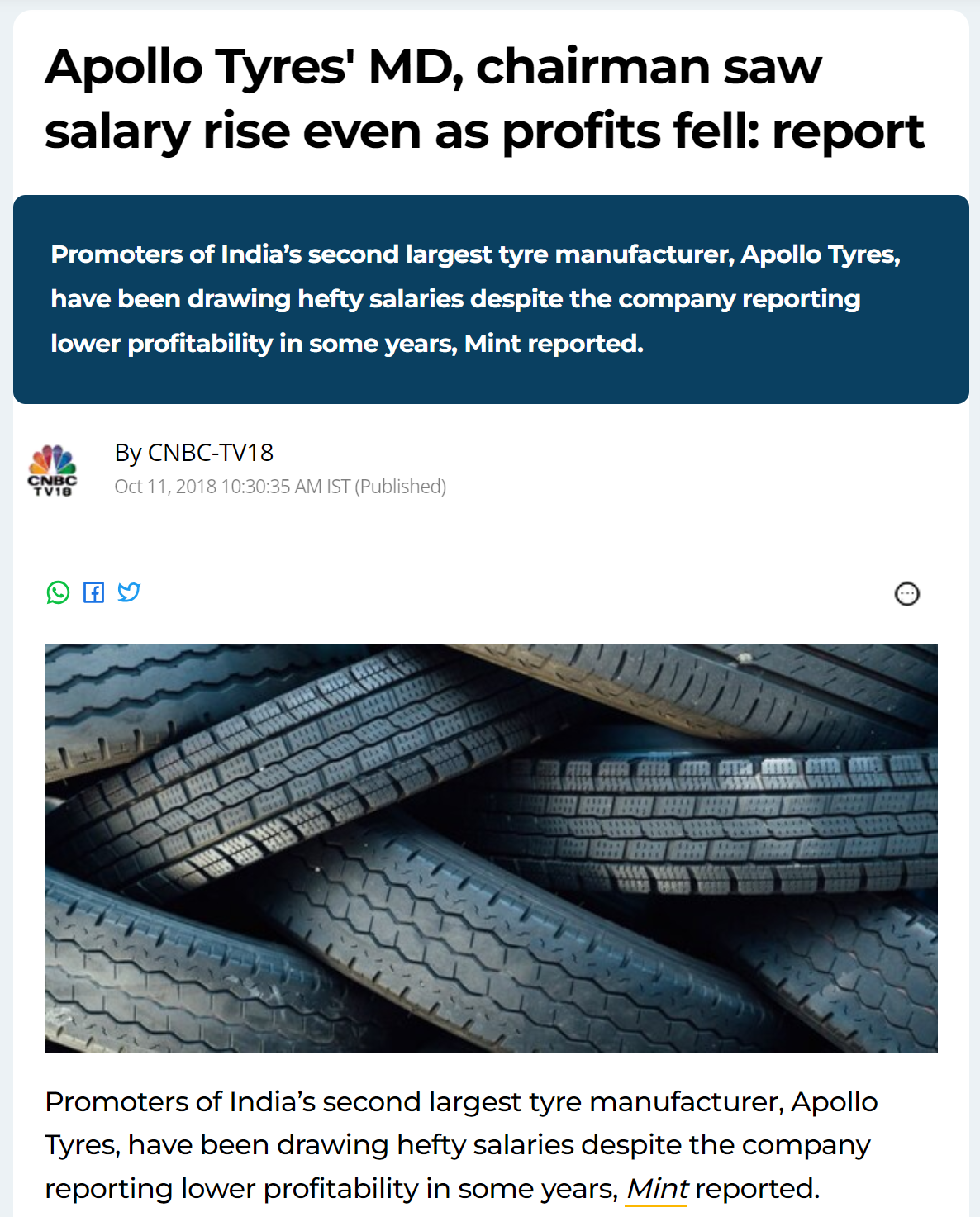 https://www.cnbctv18.com/economy/apollo-tyres-md-chairman-saw-salary-rise-even-as-profits-fell-report-1063111.htm