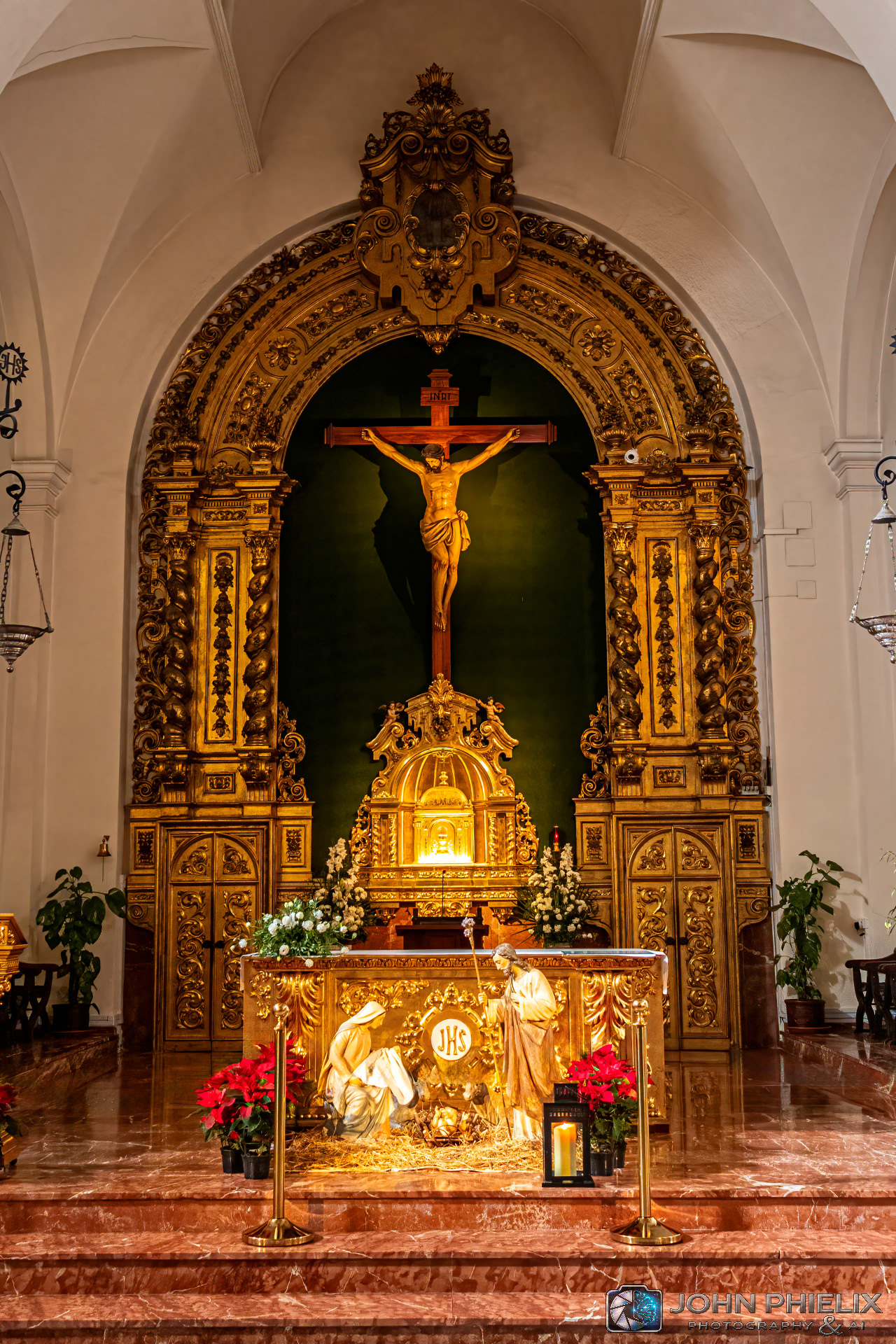 The main altar inside the Church of El Salvador (Iglesia de El Salvador) in Nerja, Málaga, Spain