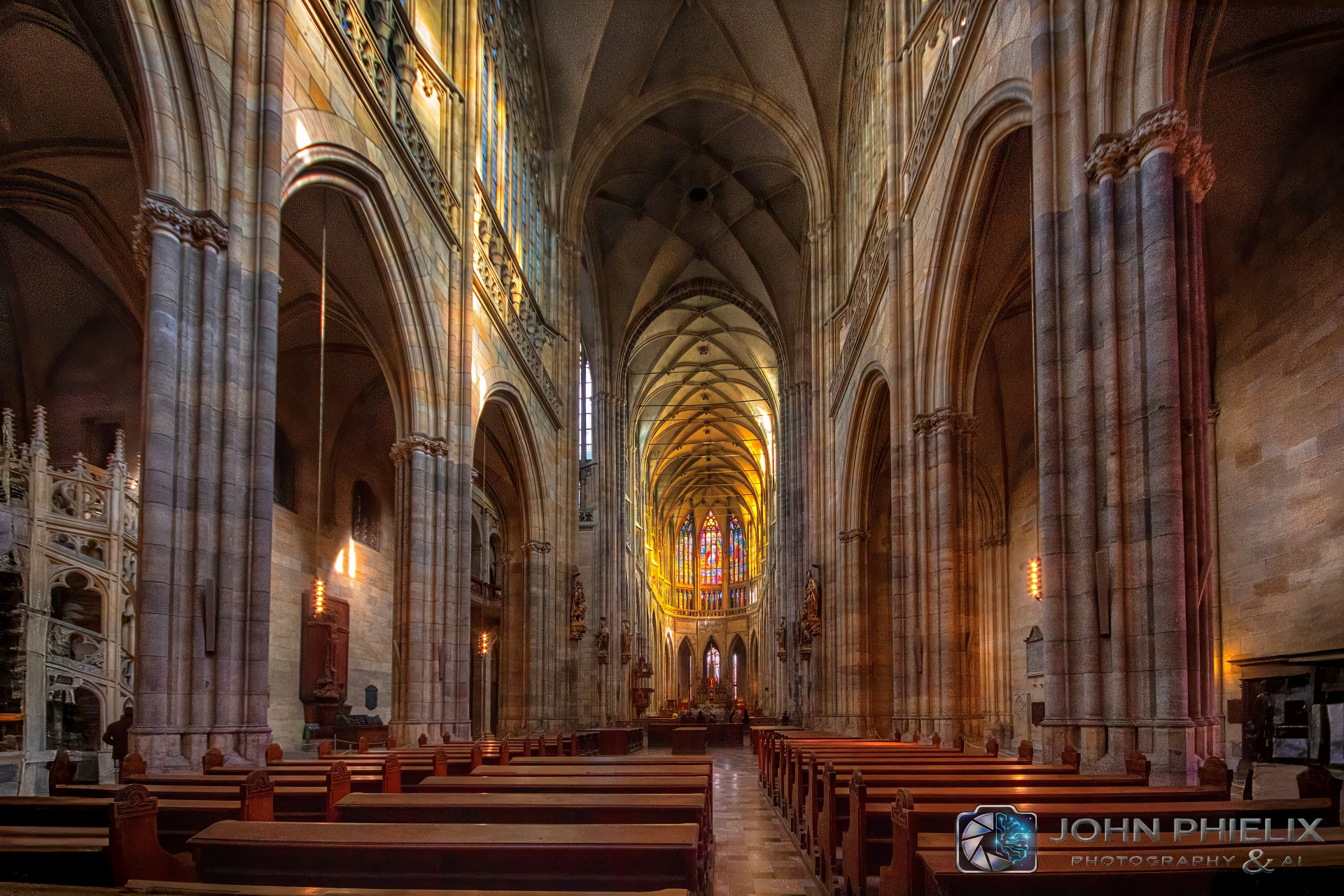 St. Vitus Cathedral located within Prague Castle in the Czech Republic