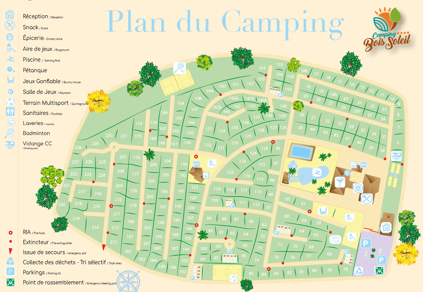 Camping Bois Soleil - 240places - Vendée - Plan déstiné aux Clients