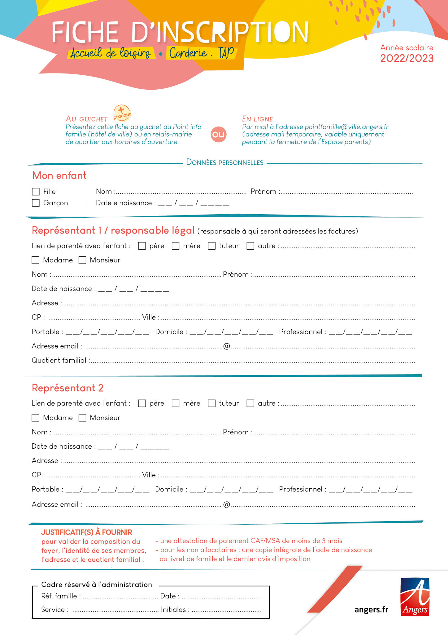 Fiche d'inscription