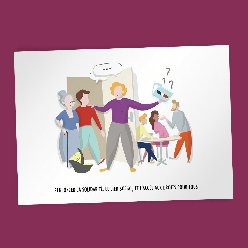 Illustration : renforcer la solidarité, le lien social, et l'ccès aux droits pour tous
