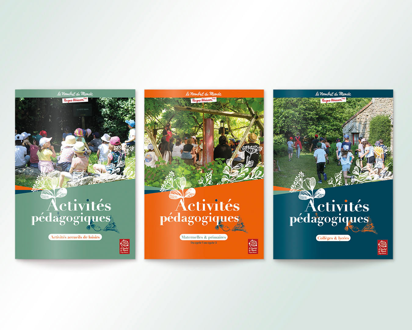 Déclinaison de 3 brochures des activités pédagogiques : couvertures