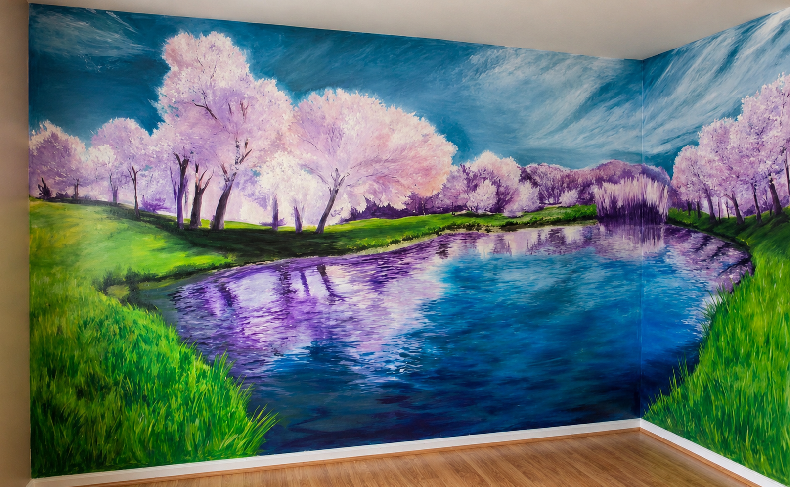Blue Botanical Floral Mural