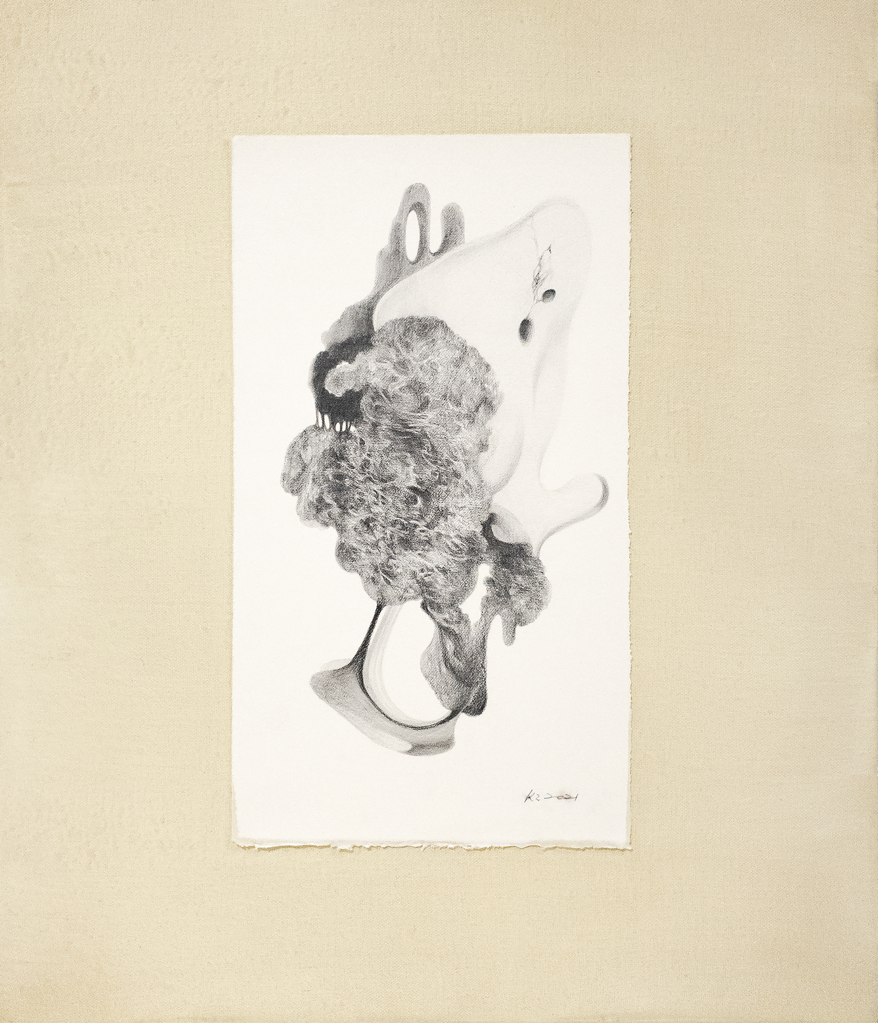 뼈와 살, 53.0x45.5cm, acrylic, graphite, paper on canvas, 2021