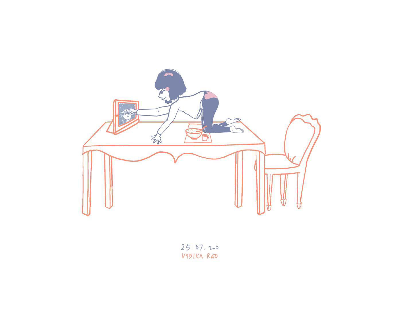 This is Mira, my 5 year old niece who lives in San Francisco with her puppy brother sorbet pupsicle and her parents. We speak every evening, especially since covid. We’ve been making a ton of plans everytime we talk about all the fun things we are going to do together when we meet in that post covid world. One day she got so impatient that she climbed onto the dinning table and tried getting into the iPad hoping she would somehow magically appear here in India next to me. She tried very hard and nothing worked, so she decided she’s going to work on a magical paper plane that can come here and take me there. It’s a work in progress and I have faith in her. 💙