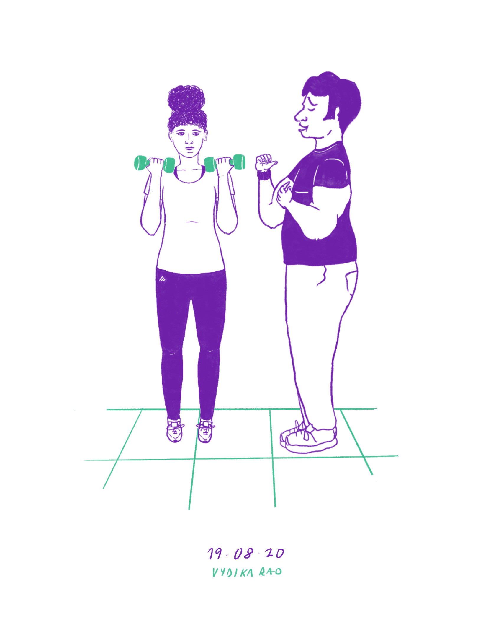 If I’m the lead in my Biopic, these characters that feature in this next series are the extras who like to believe they play a very important role in the movie. They are of the opinion that everyone cares about their opinion.  This illustration is from when I got myself a personal trainer(first and last time). This personal trainer did nothing but get personal. I was asked if I’m married, what my husband does for a living, how much rent we pay, why we live in Bombay when we can live in Hyderabad with our parents, what about babies?? Why don’t we want babies, we are already in our 30s?? Why don’t we buy a house instead of paying so much rent? When I go back to my hometown, do I live with my in laws or with my parents and much more...  Unfortunately, the only consequence to all that amazing intrusive advice only lead to me quitting gym and him losing a client.  Here are a few name options for this series: 1) Nosey Farts 2) No brain, no boundaries 3) Morons 4) The Insignificant Extras  Please help me pick one?