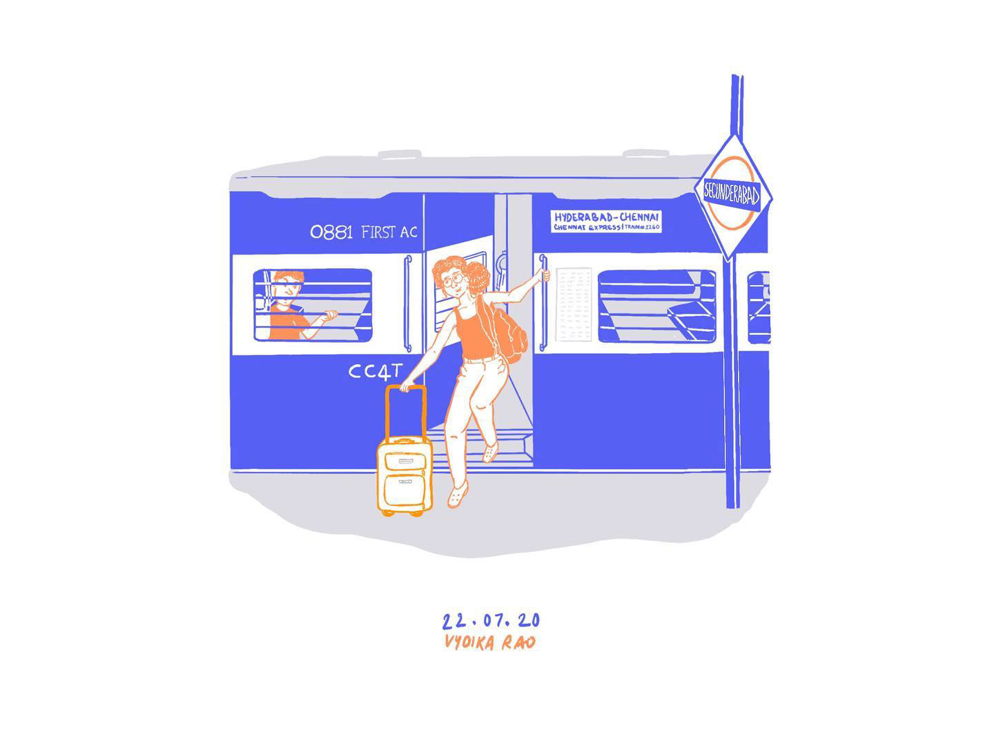 Generation differences series generation 3 illustration 4  Unlike any of the previous generations I had the comfort and luxury to experience cheap thrills and things I did “just for fun”. This is an illustration from my college days. My parents sent me off to Madras to study Visual Communication since I needed some “getting independent” and growing up to do. I hated the thought of leaving my hometown because all my friends and family were in Hyderabad. So I’d board the train in Hyderabad, say bye to Amma and Bapu and tell them I am going to miss them terribly(cos I did) and get off the train in the Secunderabad station where my friends would be waiting to receive me. I’d exchange my first AC ticket for a non AC ticket(with that 75% refund I got). I stayed in @shilpasingh25 ‘s place, watched a ton of movies, worked on college projects, went out partying and then I’d leave for college 5 days later.  By the end of the IInd year, thankfully I made decent enough friends in Madras and stopped feeling the need to bunk college to stay in Hyderabad.